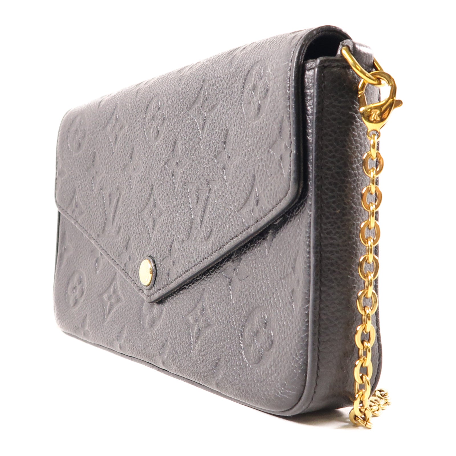 LOUIS VUITTON Monogram Empreinte Felicie Pochette 金扣鏈帶肩背袋黑色