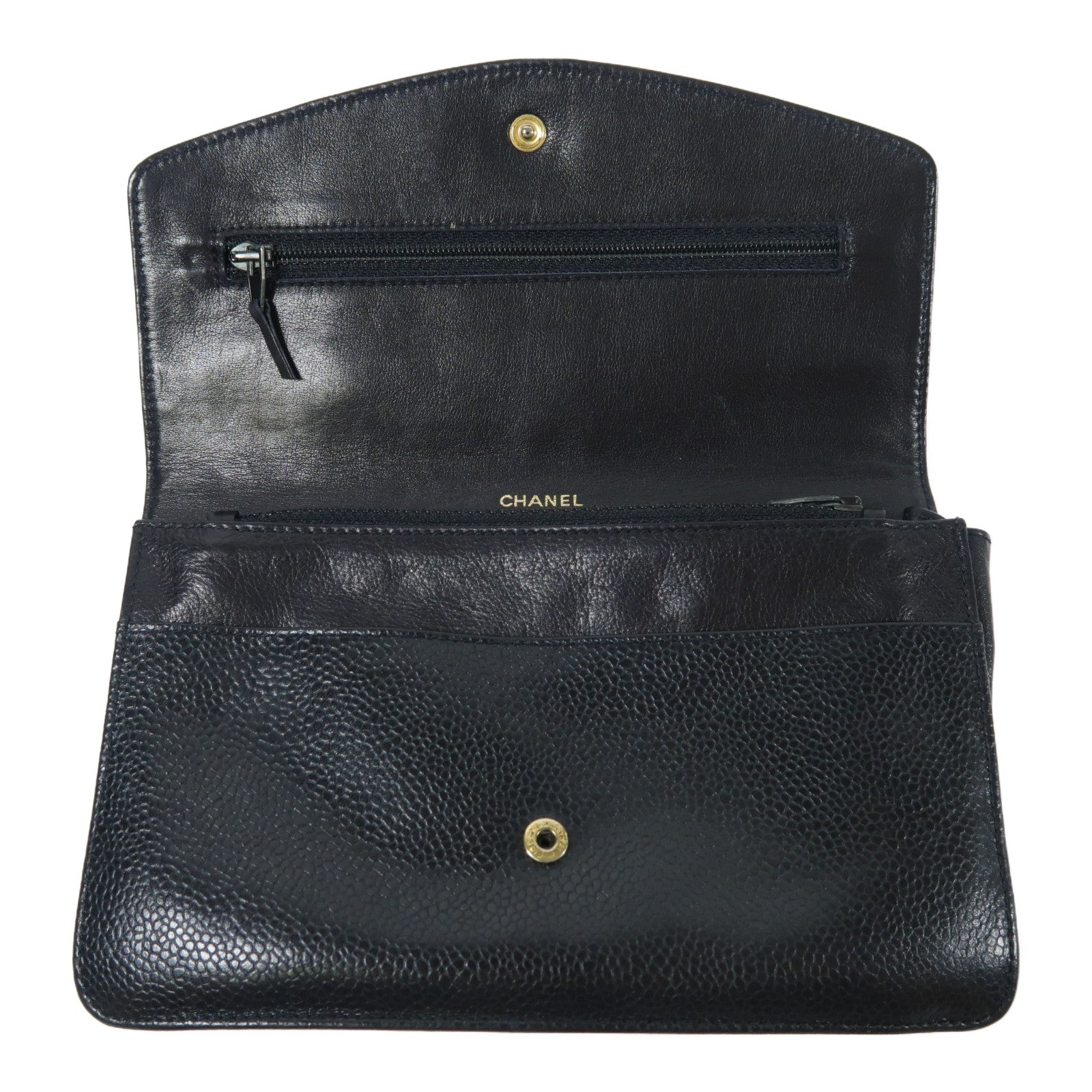 CHANEL 牛皮皮革Wallet金扣長錢包