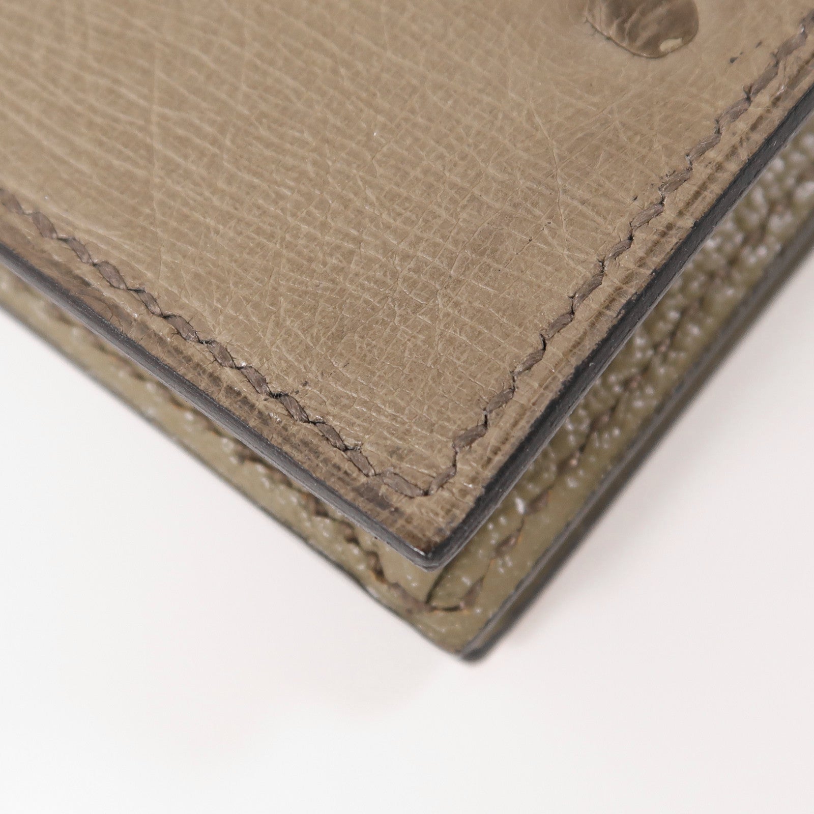 HERMES 鴕鳥皮革Bearn Long Wallet銀扣長錢包