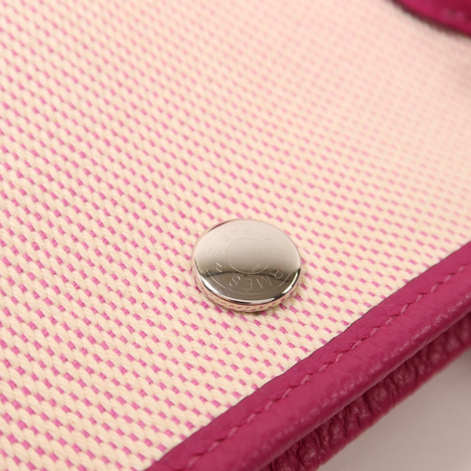 HERMES Toile H帆布Garden Party PM手挽袋Rose Pourpre
