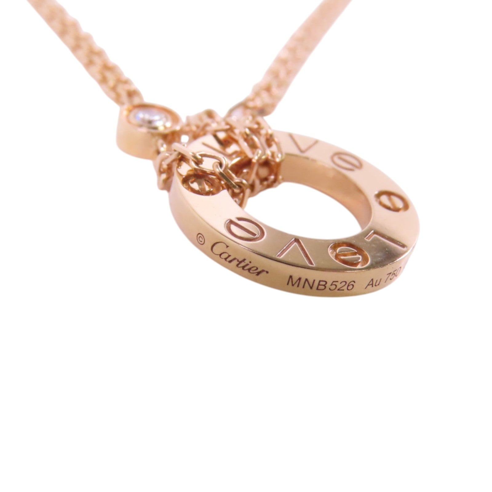 CARTIER 18K玫瑰金Love Diamond Necklace金扣鑽石項鏈