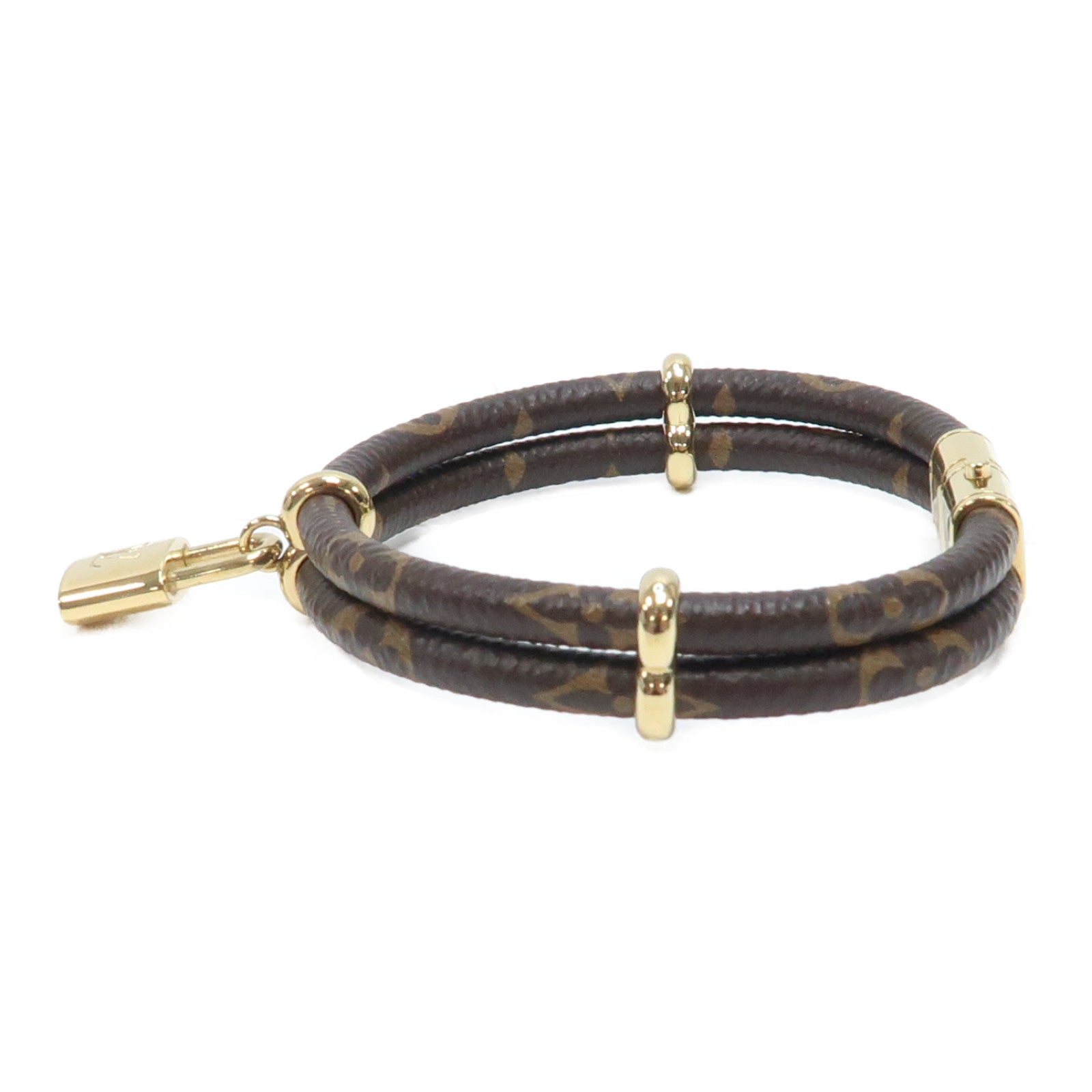LOUIS VUITTON Monogram Keep It Twice Bracelet金扣手鐲啡色