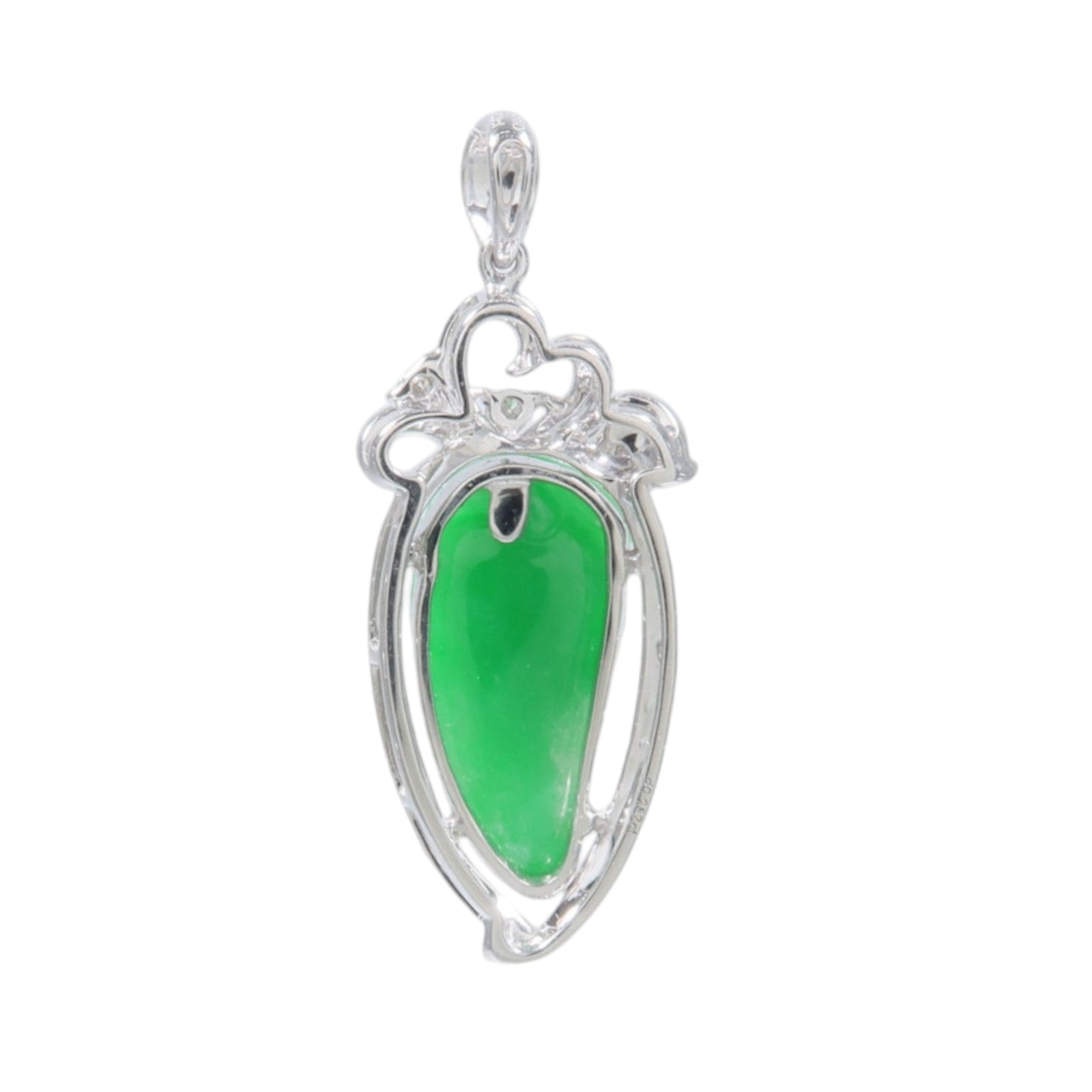 JEWELRY 18K白金Jade Diamond Pendant Top翡翠/鑽石吊墜
