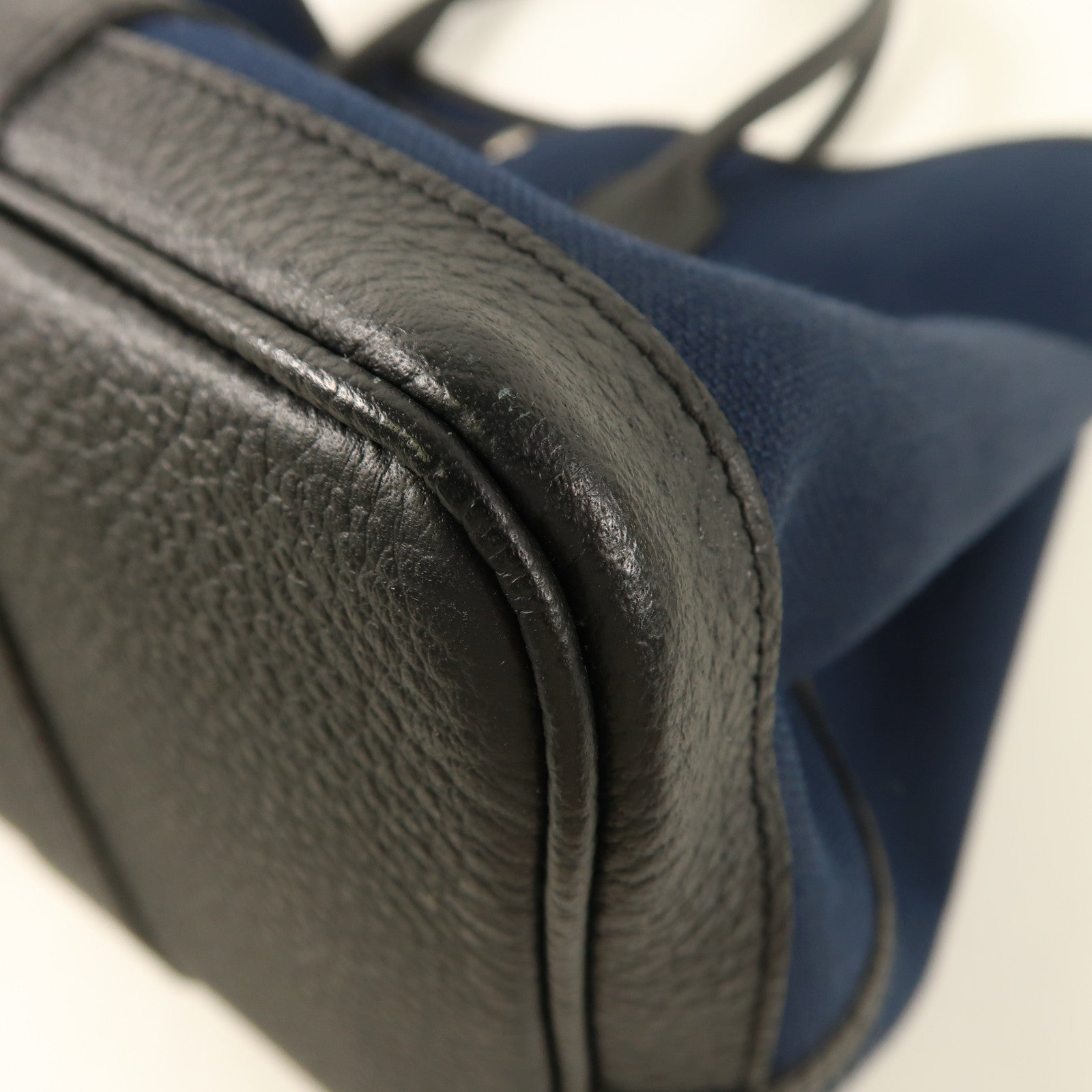 HERMES 帆布Garden Party PM銀扣手挽袋Bleu Indigo