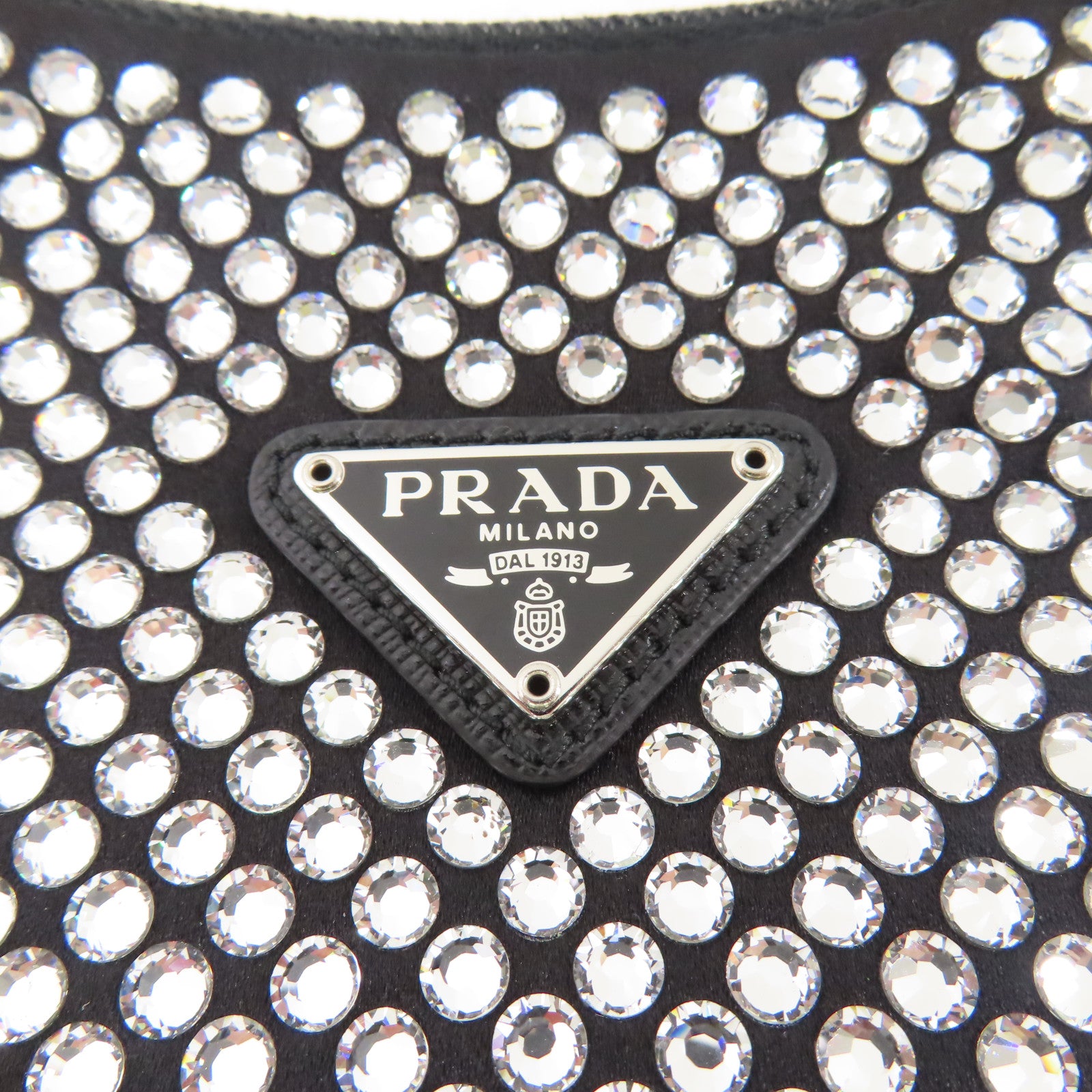 PRADA 尼龍/水晶Crystal Re-Edition 2000 Mini Bag銀扣肩背袋