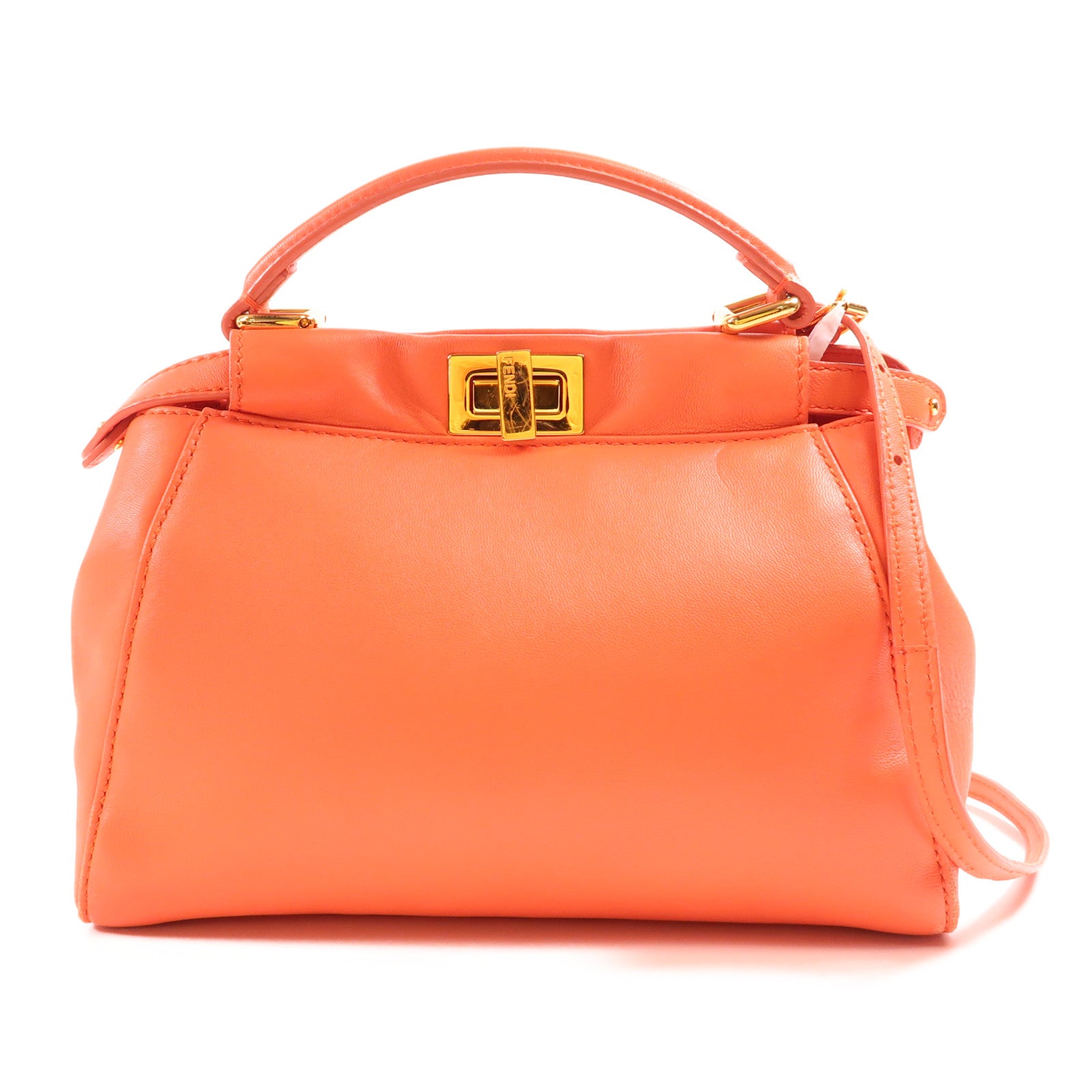 FENDI 羊皮皮革Peekaboo Mini金扣手挽肩背兩用袋