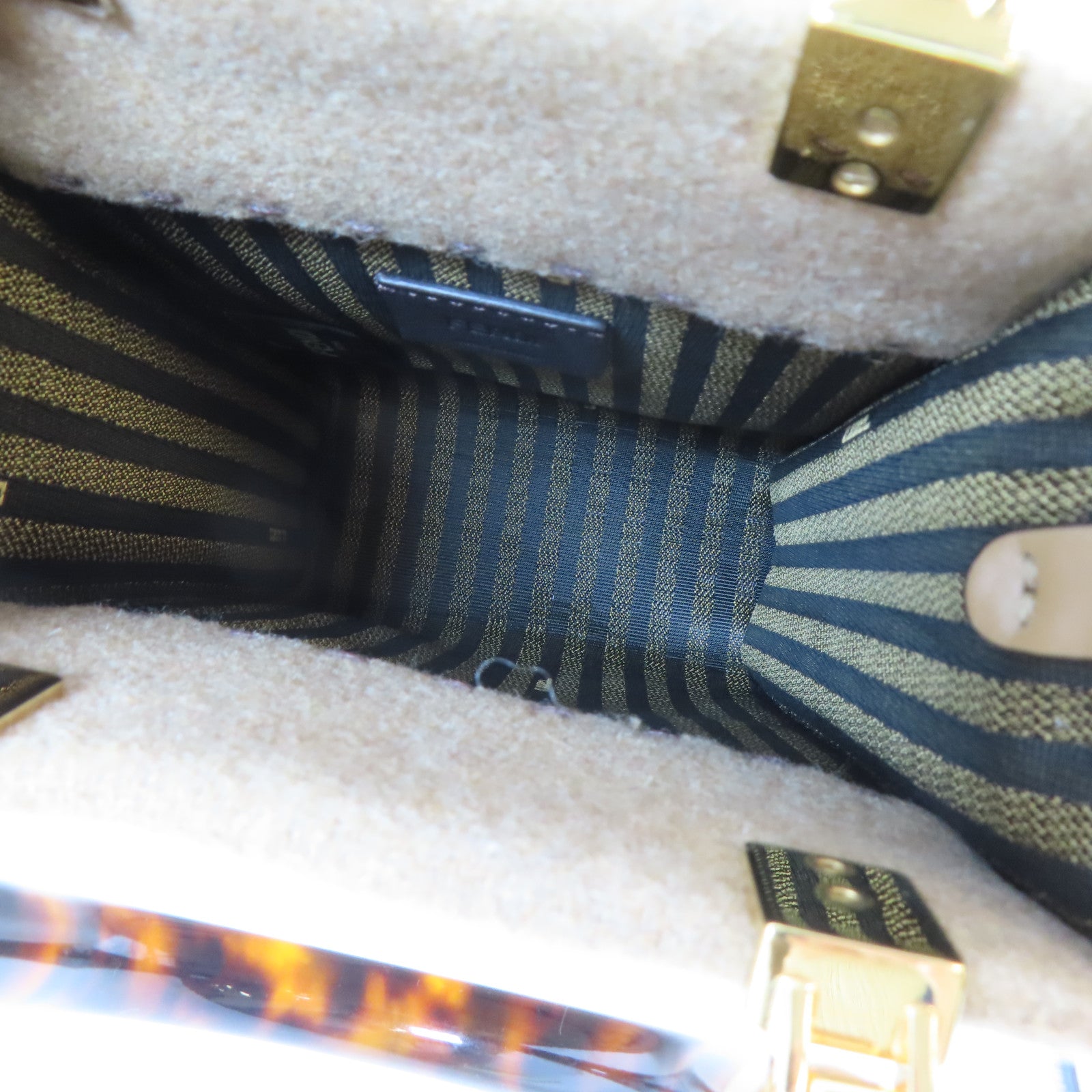 FENDI Wool felt Mini Sunshine Shopper Bag金扣手挽肩背兩用袋啡色