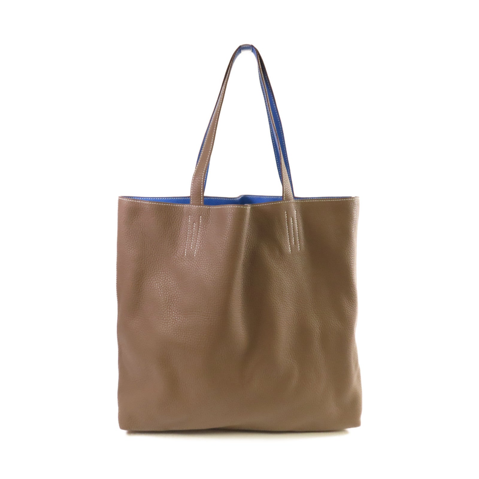 HERMES 【激減優惠】Togo皮革Double Sens Shoulder Bag肩背袋藍色/啡色