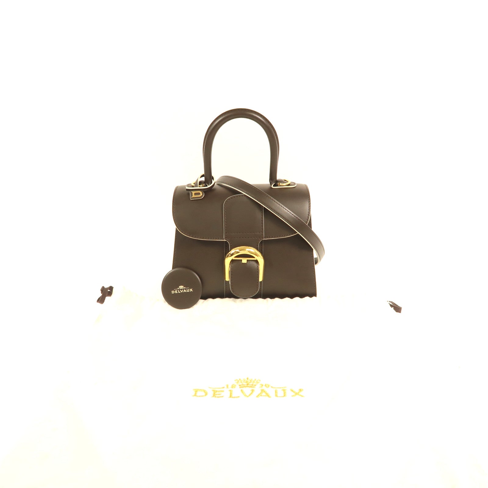 Delvaux 【激減優惠】牛皮皮革Brillant Mini金扣手挽肩背兩用袋
