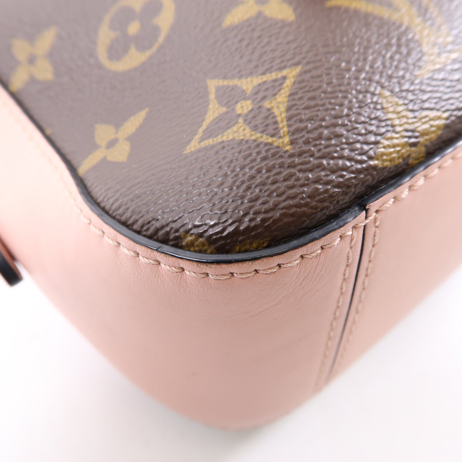 LOUIS VUITTON Monogram Saintonge金扣手挽肩背兩用袋啡色/粉紅色