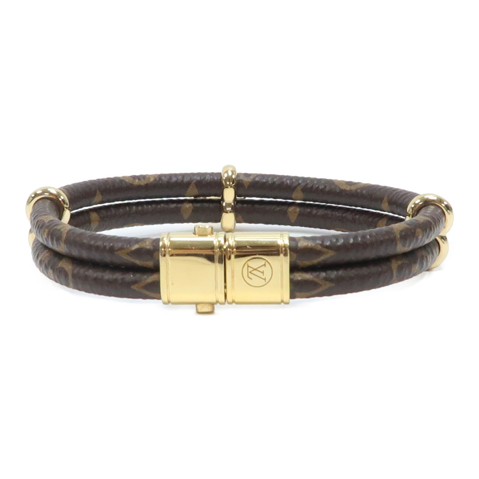 LOUIS VUITTON Monogram Keep It Twice Bracelet金扣手鐲啡色