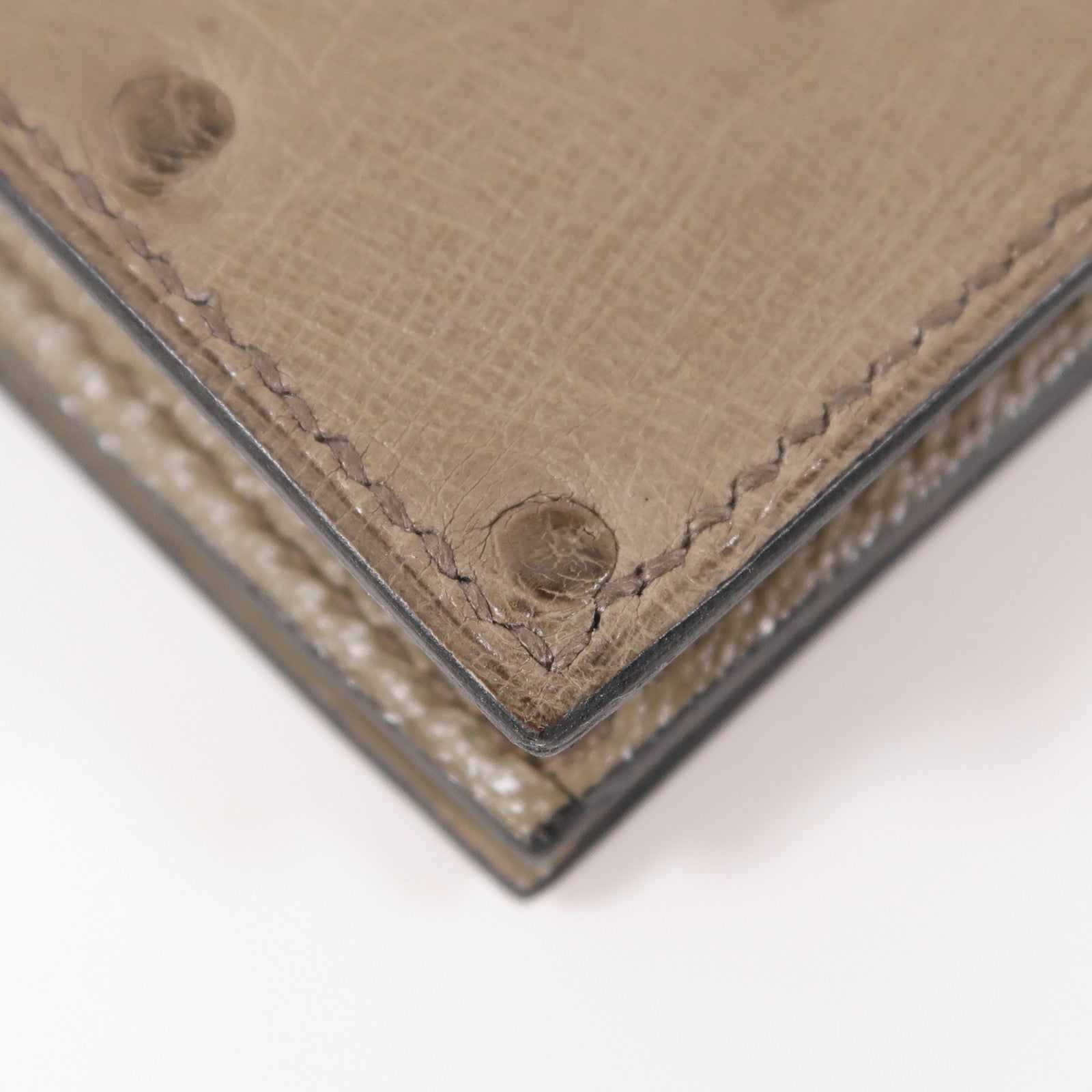 HERMES 鴕鳥皮革Bearn Long Wallet銀扣長錢包