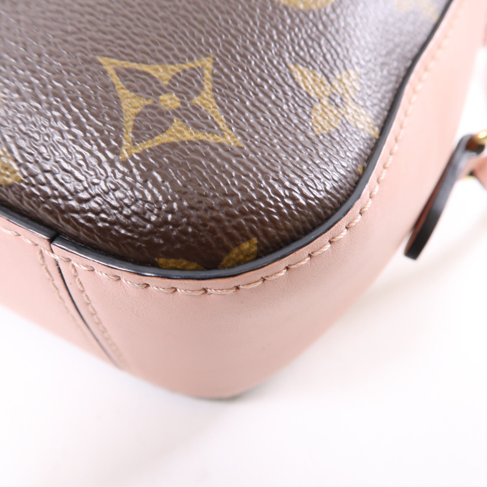 LOUIS VUITTON Monogram Saintonge金扣手挽肩背兩用袋啡色/粉紅色