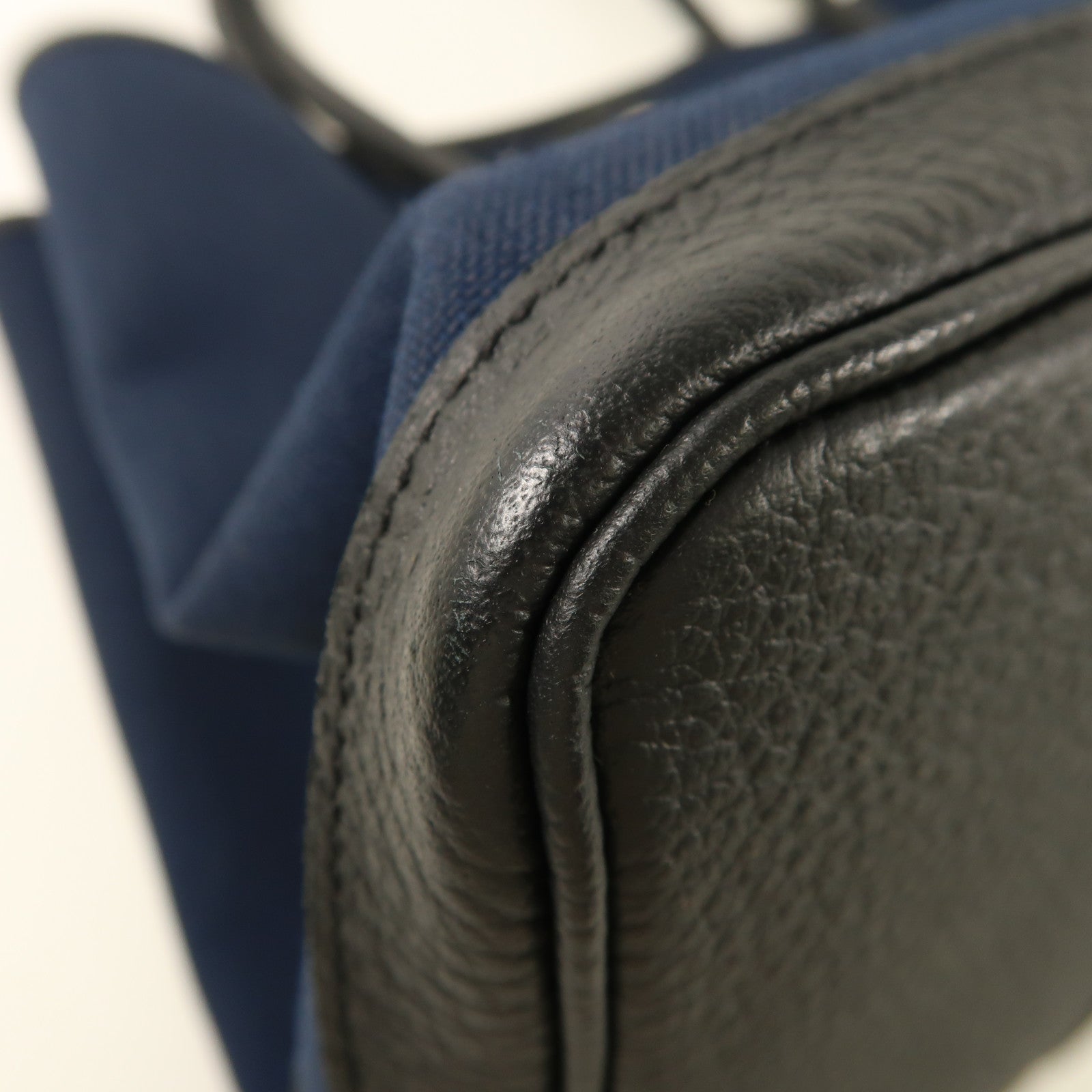 HERMES 帆布Garden Party PM銀扣手挽袋Bleu Indigo