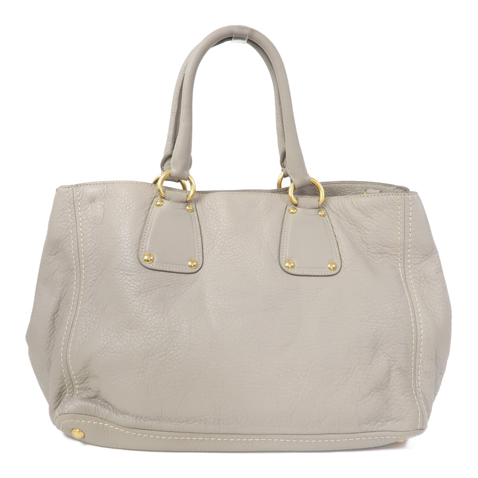 PRADA 牛皮皮革2 Way Shoulder金扣手挽肩背兩用袋灰色