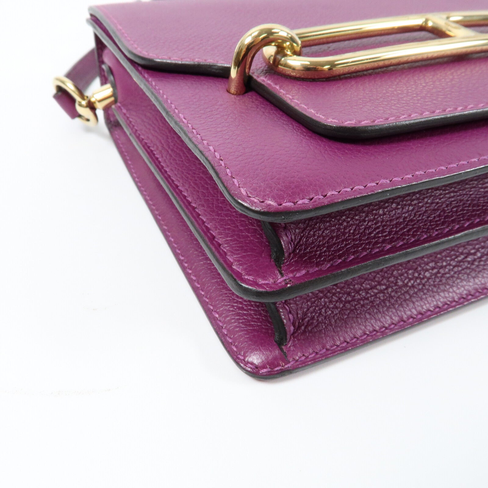 HERMES Evercolor皮革Mini Roulis金扣肩背袋Anemone