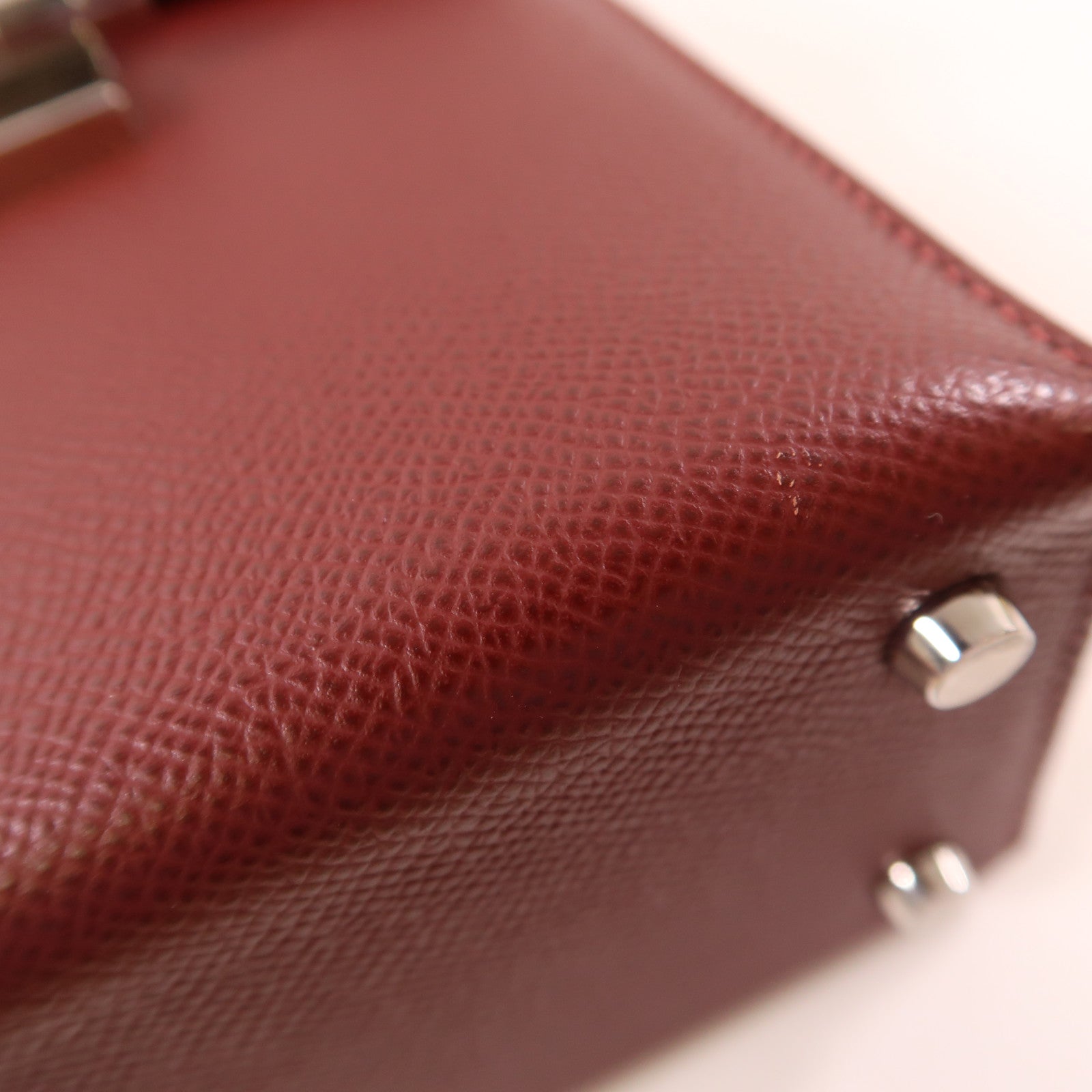 HERMES 【激減優惠】Epsom皮革Verrou 23 銀扣肩背袋55 Rouge H
