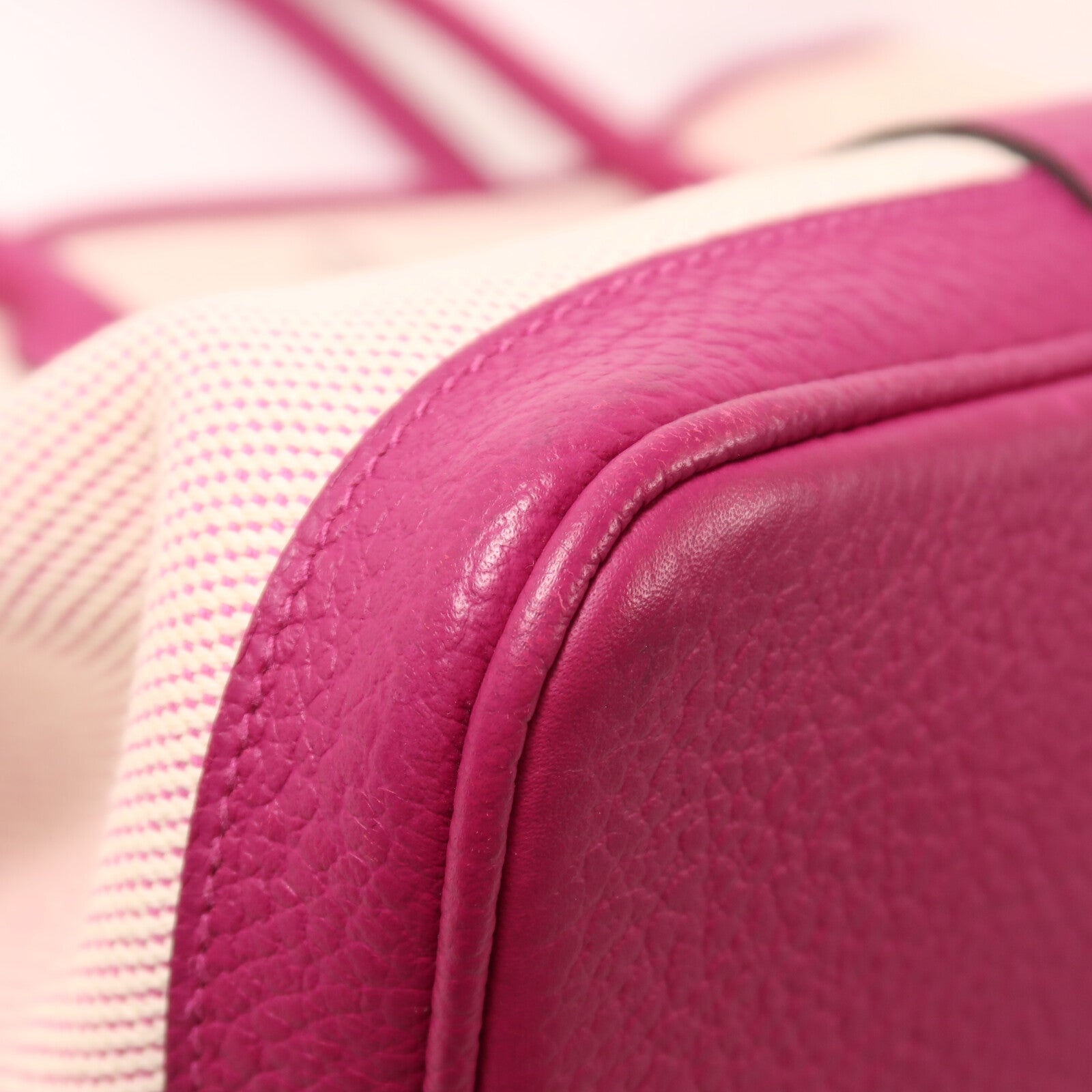 HERMES Toile H帆布Garden Party PM手挽袋Rose Pourpre