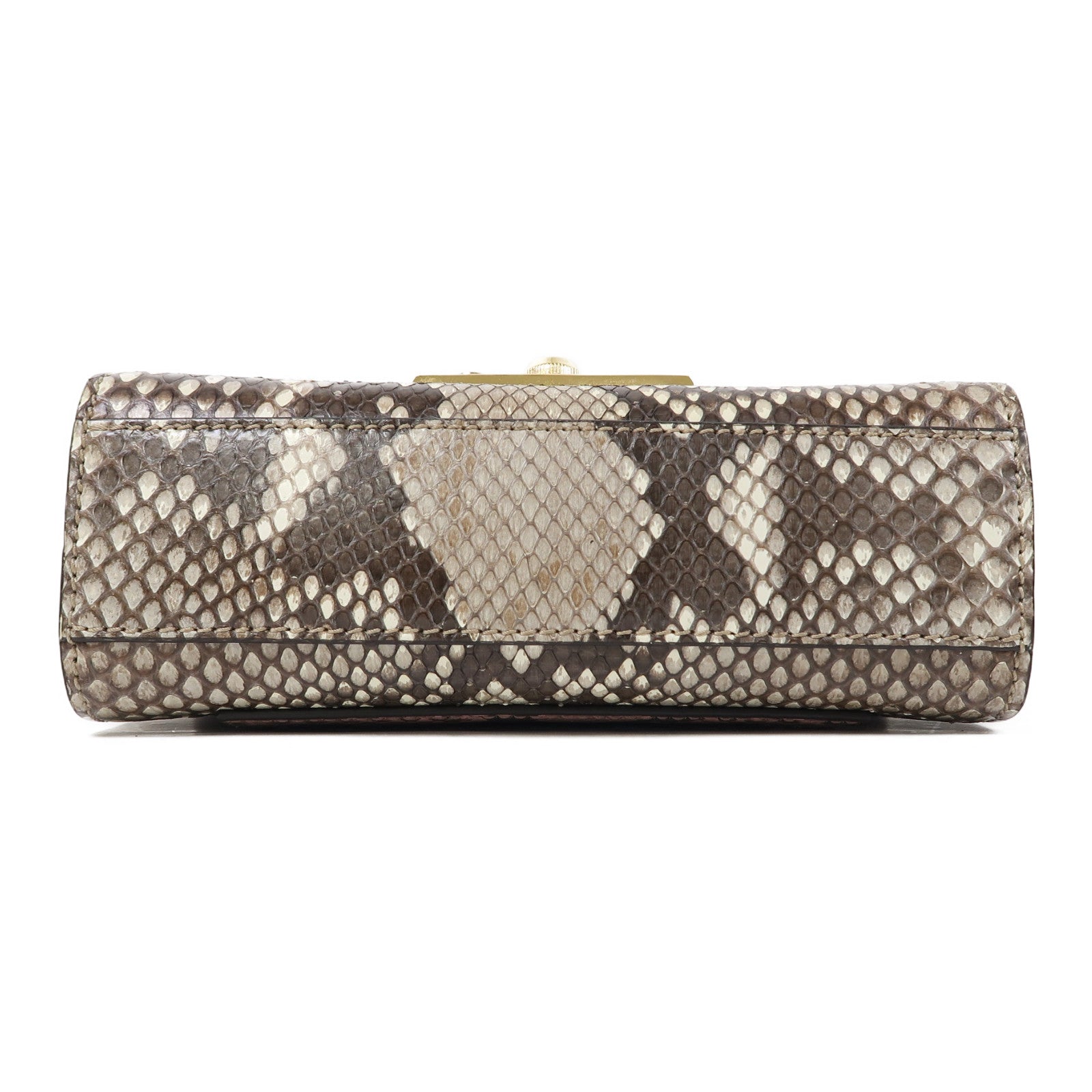 GUCCI 蛇皮皮革Shoulder Bag金扣鏈帶肩背袋金色/啡色/粉紅色