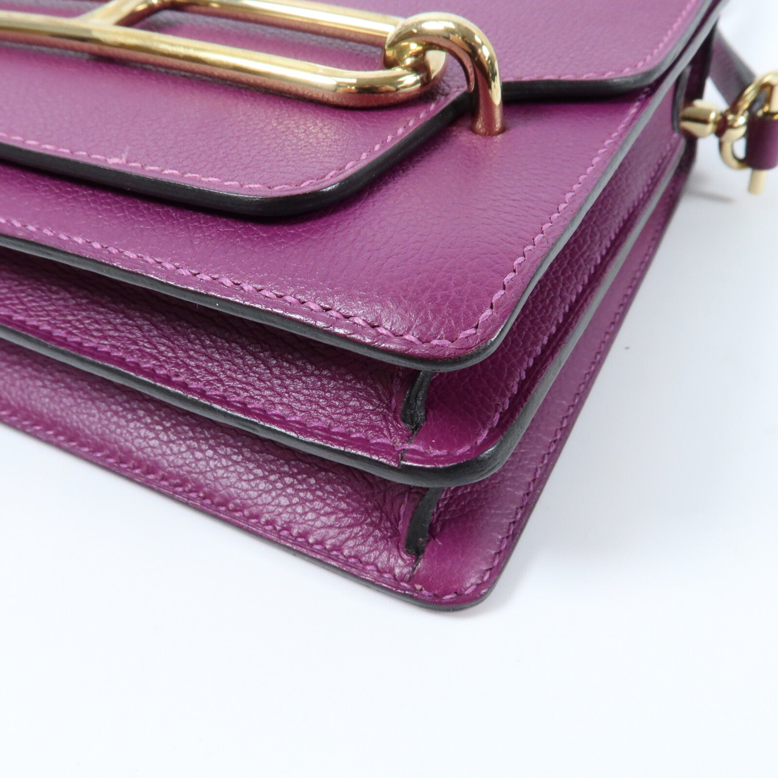 HERMES Evercolor皮革Mini Roulis金扣肩背袋Anemone