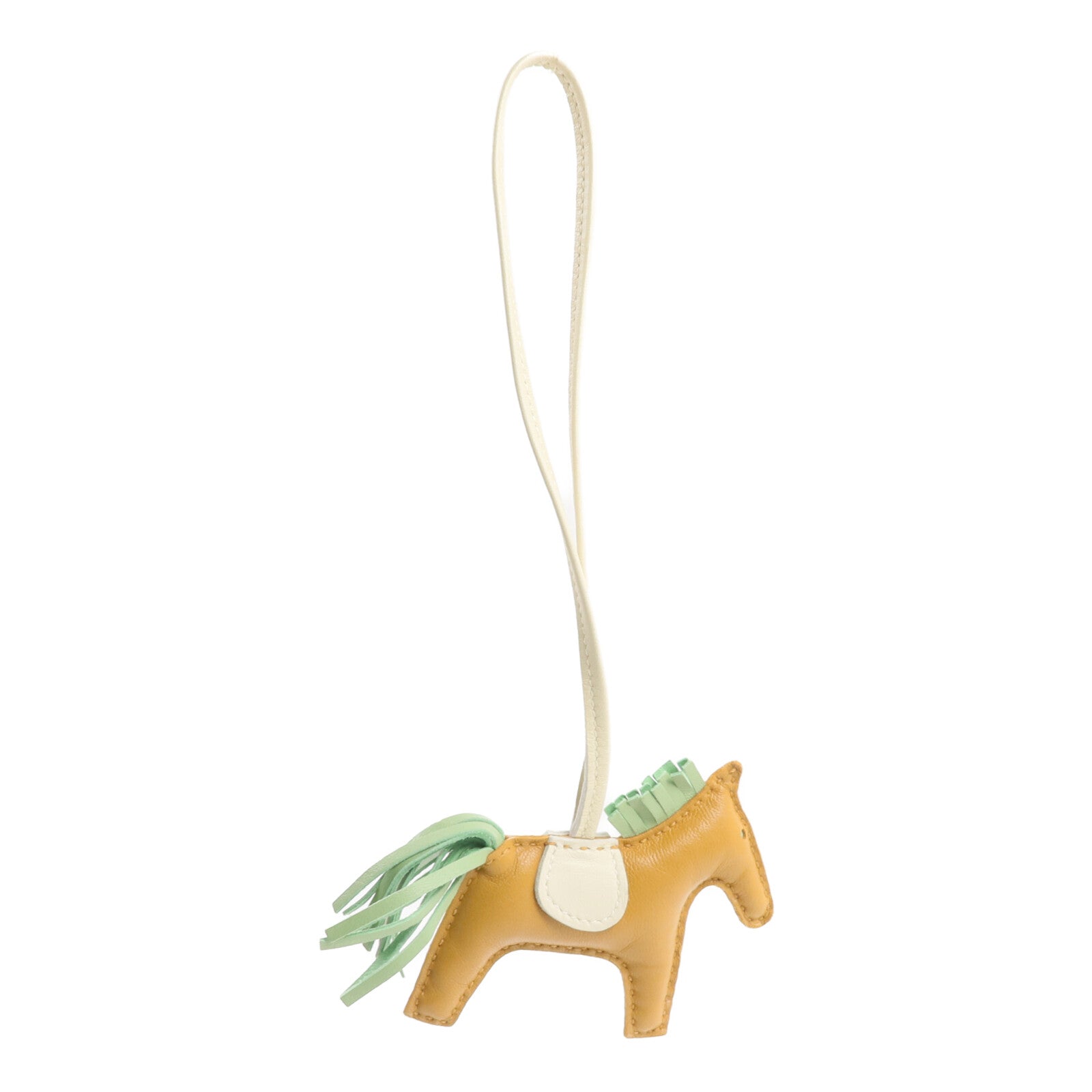 HERMES Milo皮革Rodeo PM掛飾Sesame/Criquet/Craie