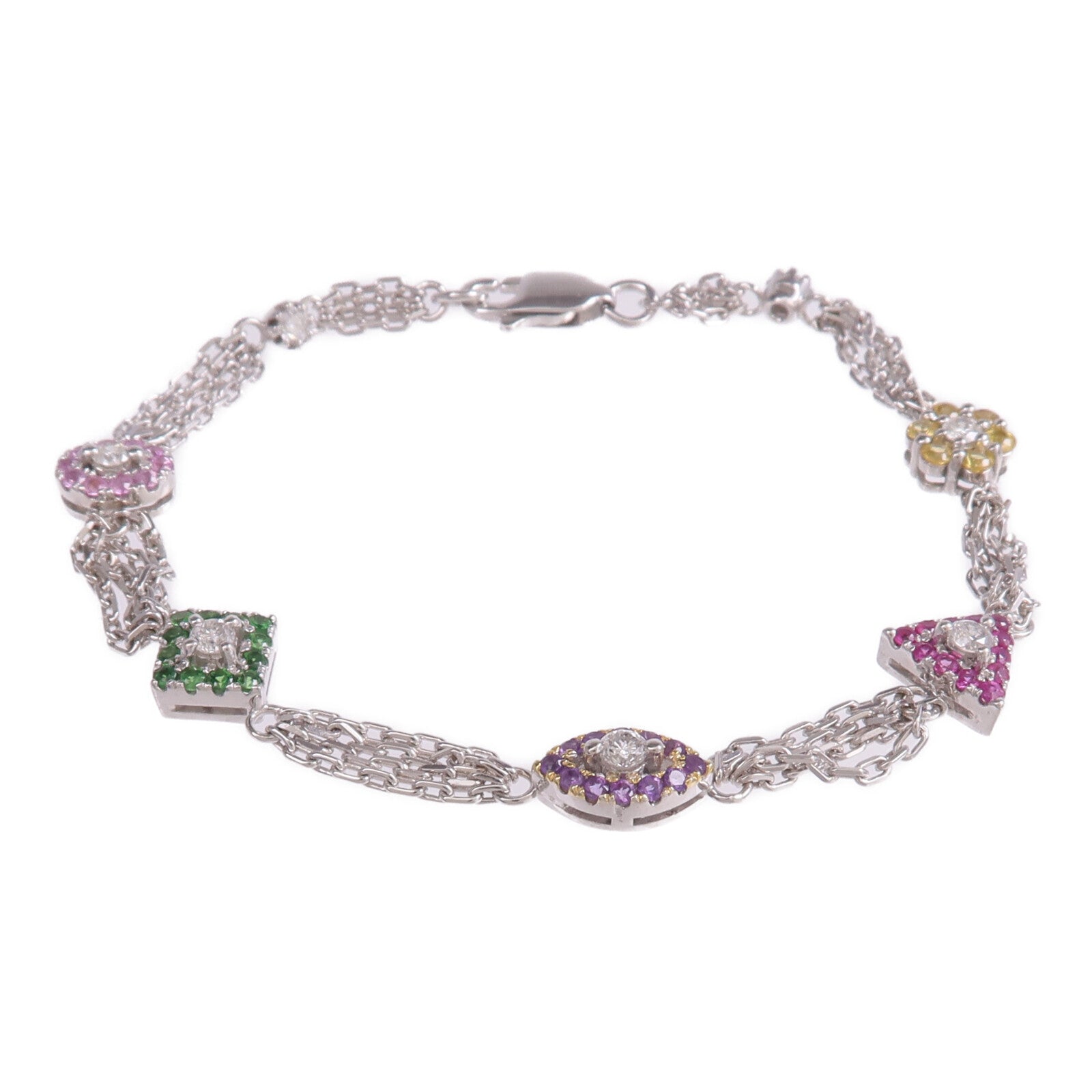 JEWELRY 18K白金/黃金Garnet Amethyst Pink Sapphire Diamond Bracelet粉紅藍寶石/柘榴石/紫水晶鑽石手鏈
