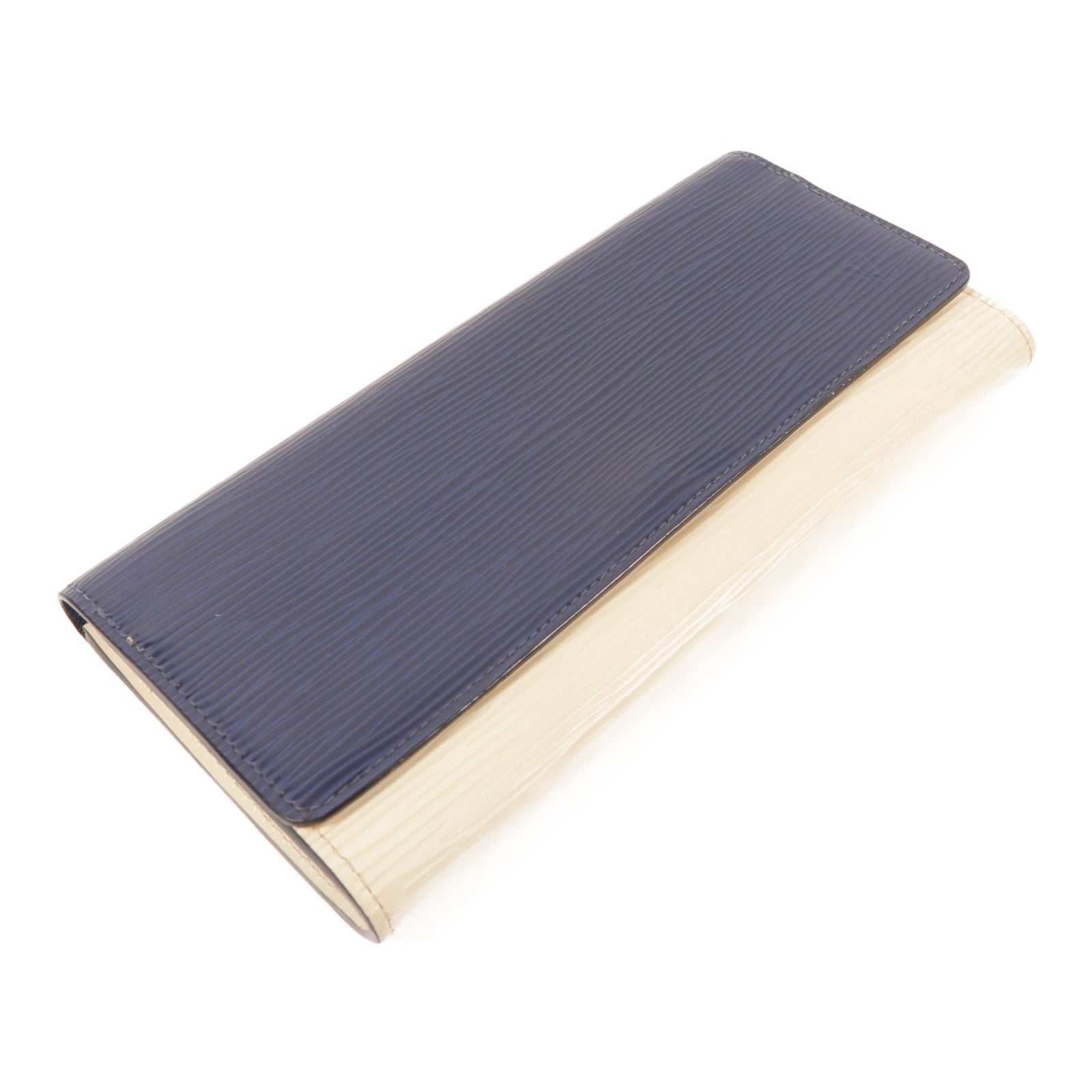 LOUIS VUITTON LV SHW Long Wallet Epi Navy/White