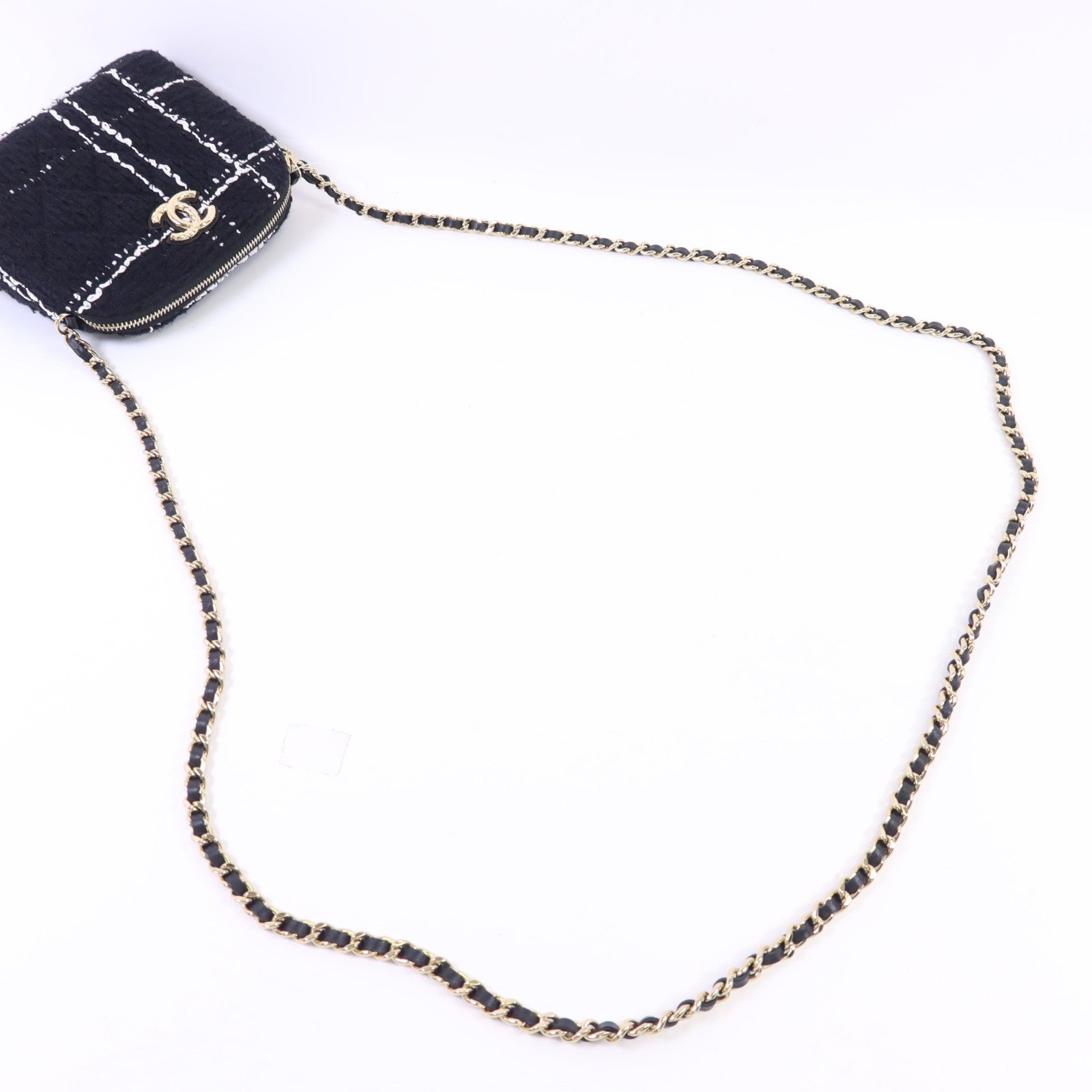 CHANEL 斜紋軟呢Chain Shoulder Bag金扣鏈帶肩背袋