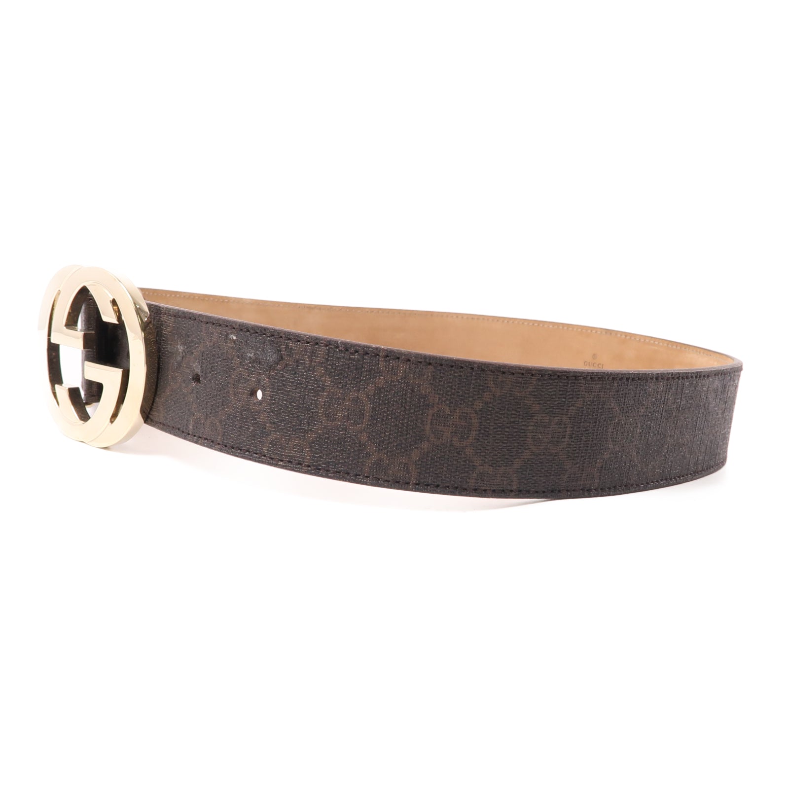 GUCCI 皮革Belt 80cm皮帶棕色/金色