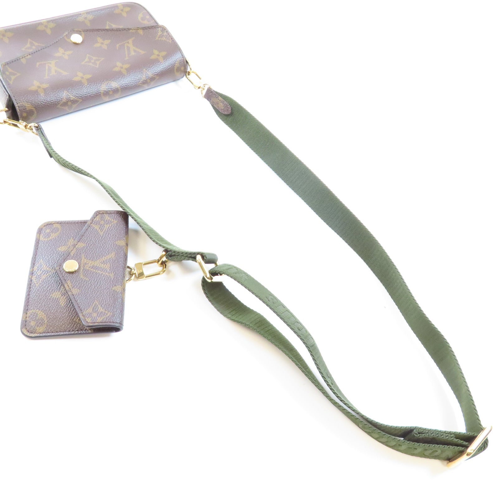 LOUIS VUITTON Monogram Felicie & Go金扣肩背袋棕色