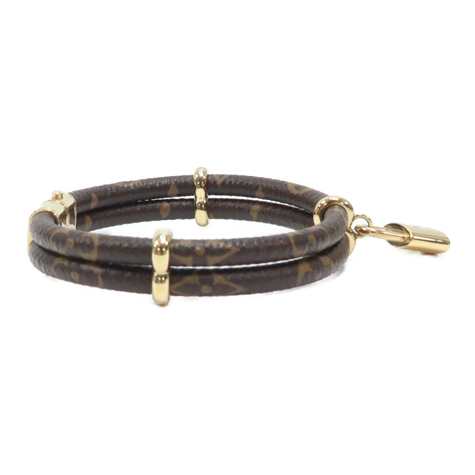 LOUIS VUITTON Monogram Keep It Twice Bracelet金扣手鐲啡色