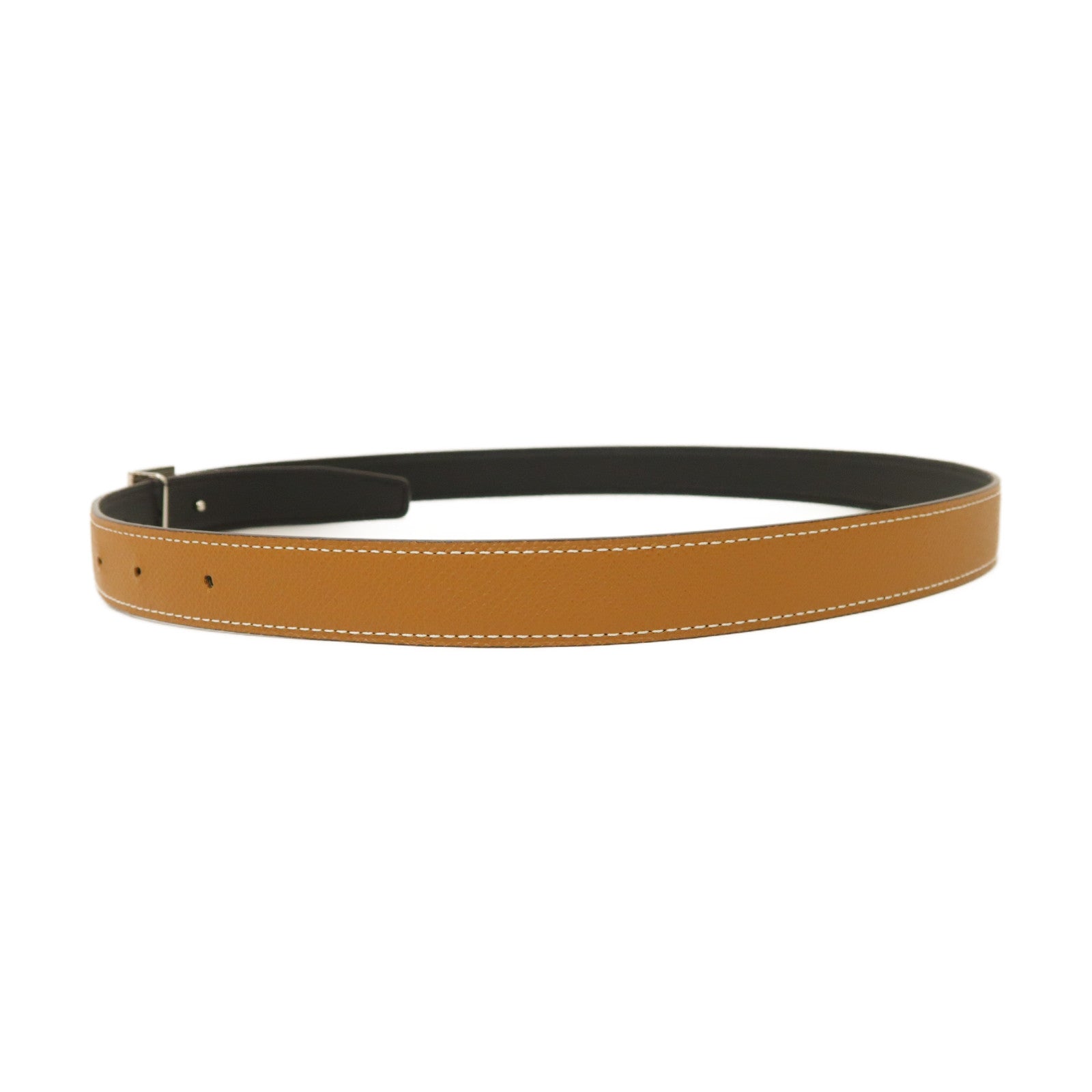 HERMES Epsom皮革Belt 90cm銀扣皮帶Gold/經典駝色