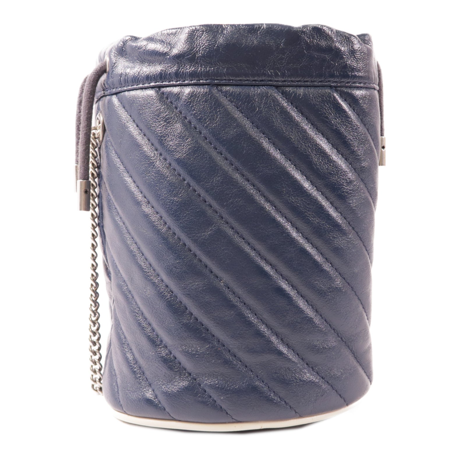 GUCCI GG SHW Chain Shoulder Bag 573817 Calfskin Leather Navy