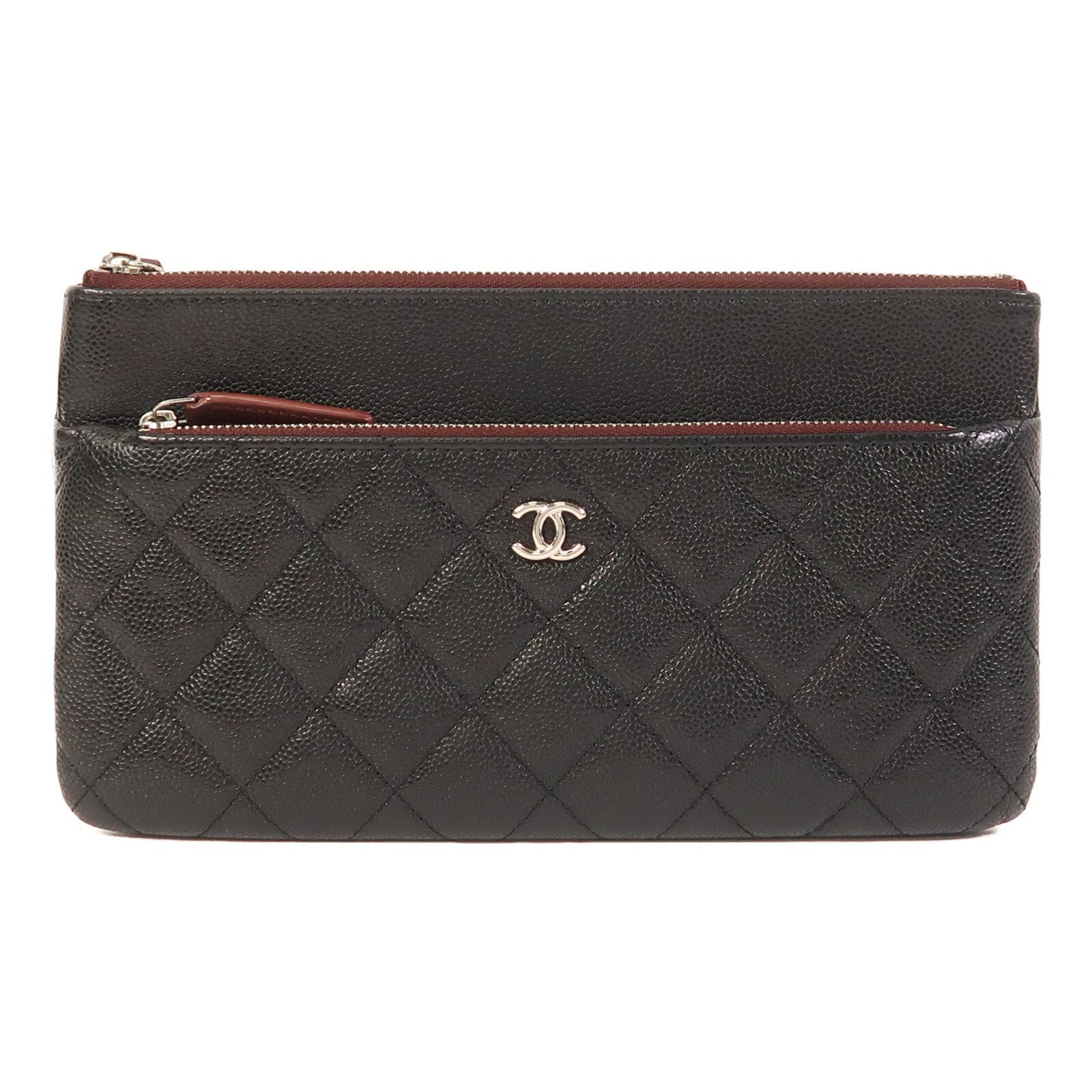 CHANEL 牛皮皮革Clutch Bag銀扣手拿包