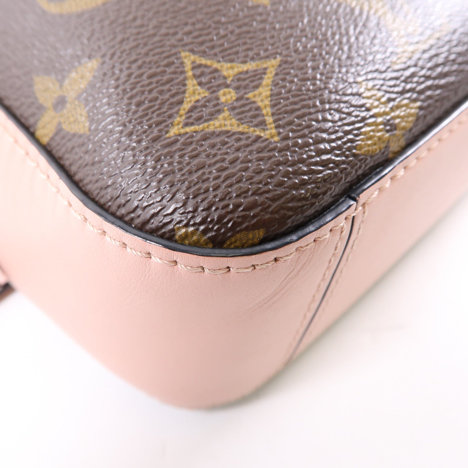 LOUIS VUITTON Monogram Saintonge金扣手挽肩背兩用袋啡色/粉紅色