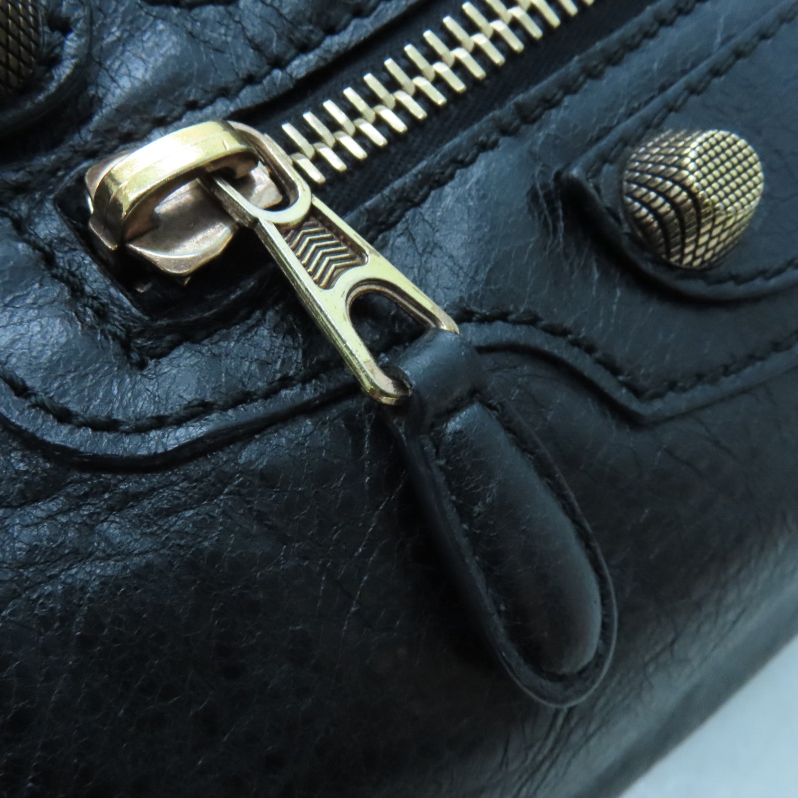 BALENCIAGA 牛皮皮革Giant Work金扣手挽袋黑色