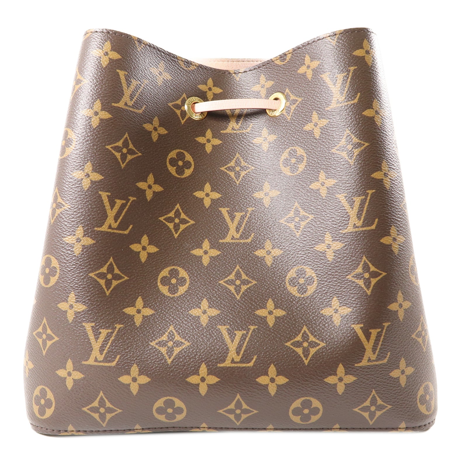 LOUIS VUITTON Monogram NeoNoe MM金扣肩背袋棕色/粉紅色