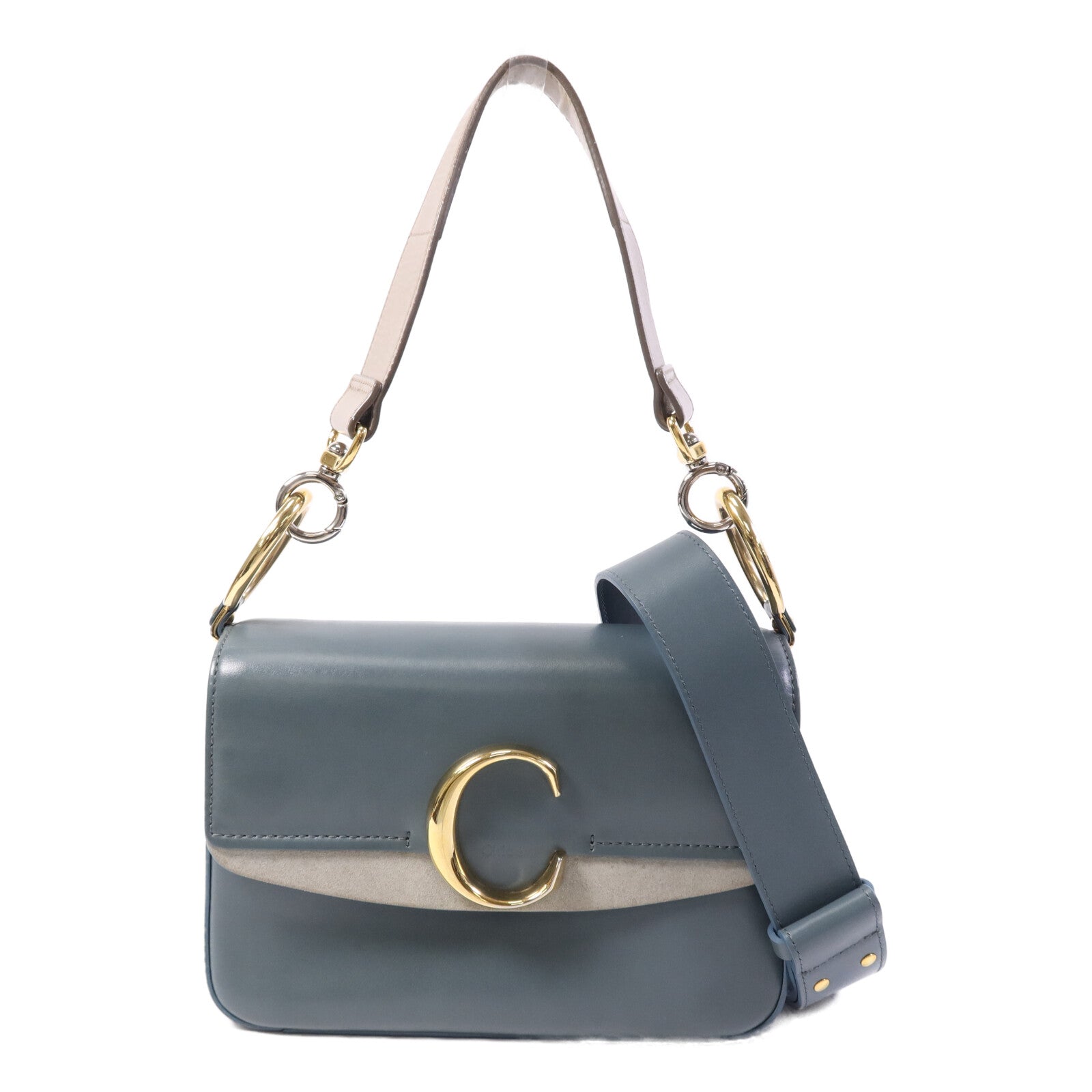 Chloe 【激減優惠】牛皮皮革Small C Double Carry Bag金扣肩背袋