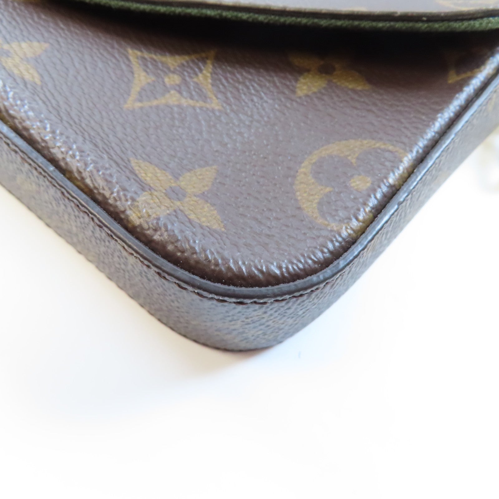 LOUIS VUITTON Monogram Felicie & Go金扣肩背袋棕色