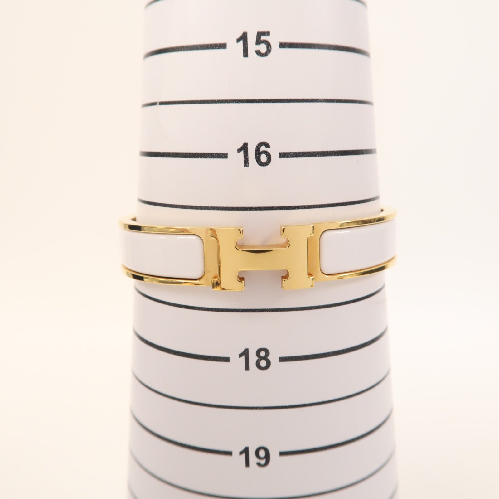 HERMES 金屬Clic H Bracelet手鐲金色/白色