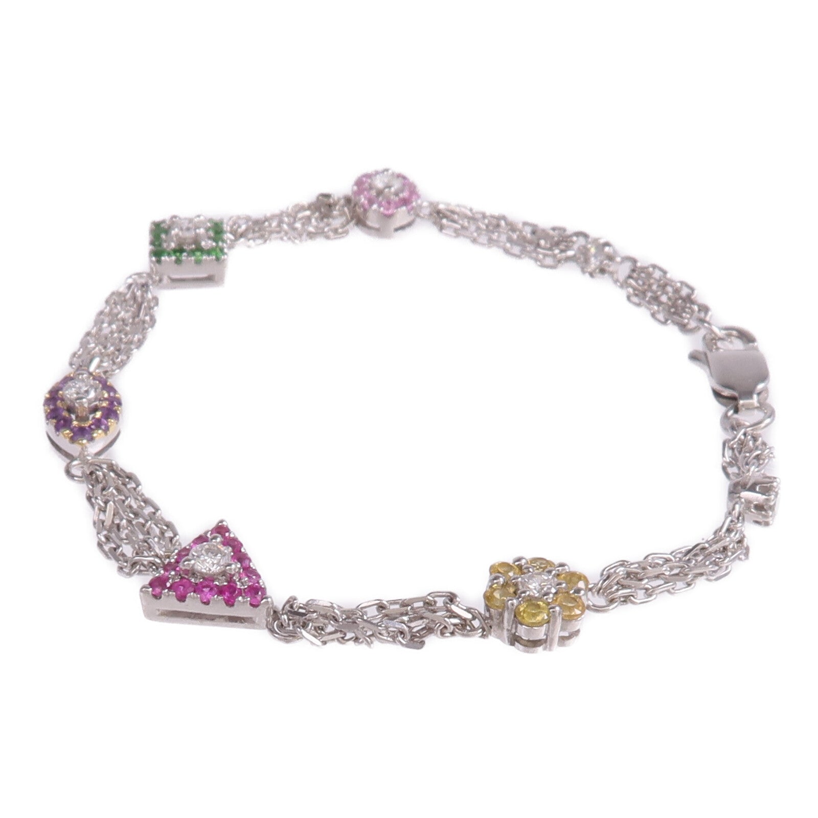 JEWELRY 18K白金/黃金Garnet Amethyst Pink Sapphire Diamond Bracelet粉紅藍寶石/柘榴石/紫水晶鑽石手鏈