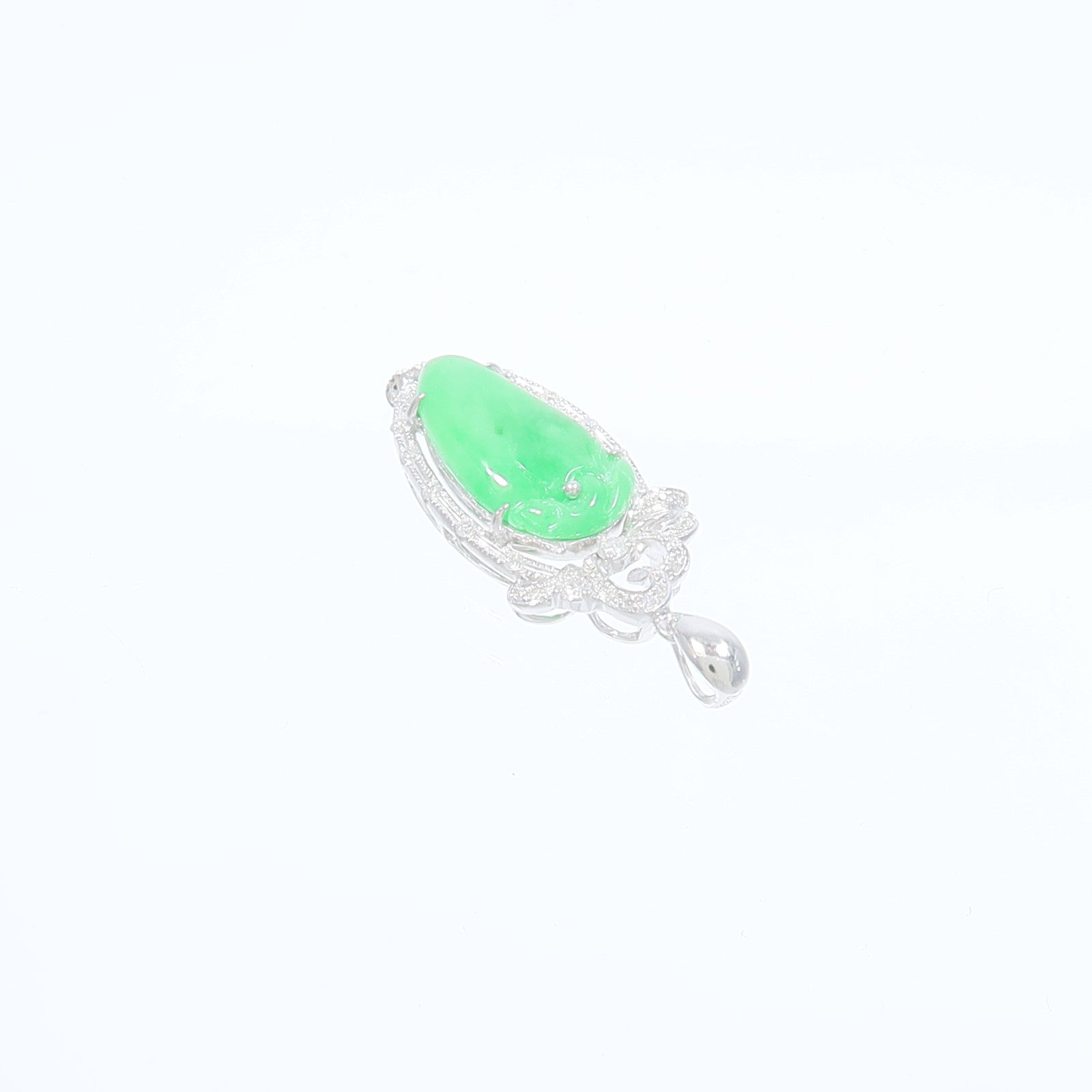 JEWELRY 18K白金Jade Diamond Pendant Top翡翠/鑽石吊墜