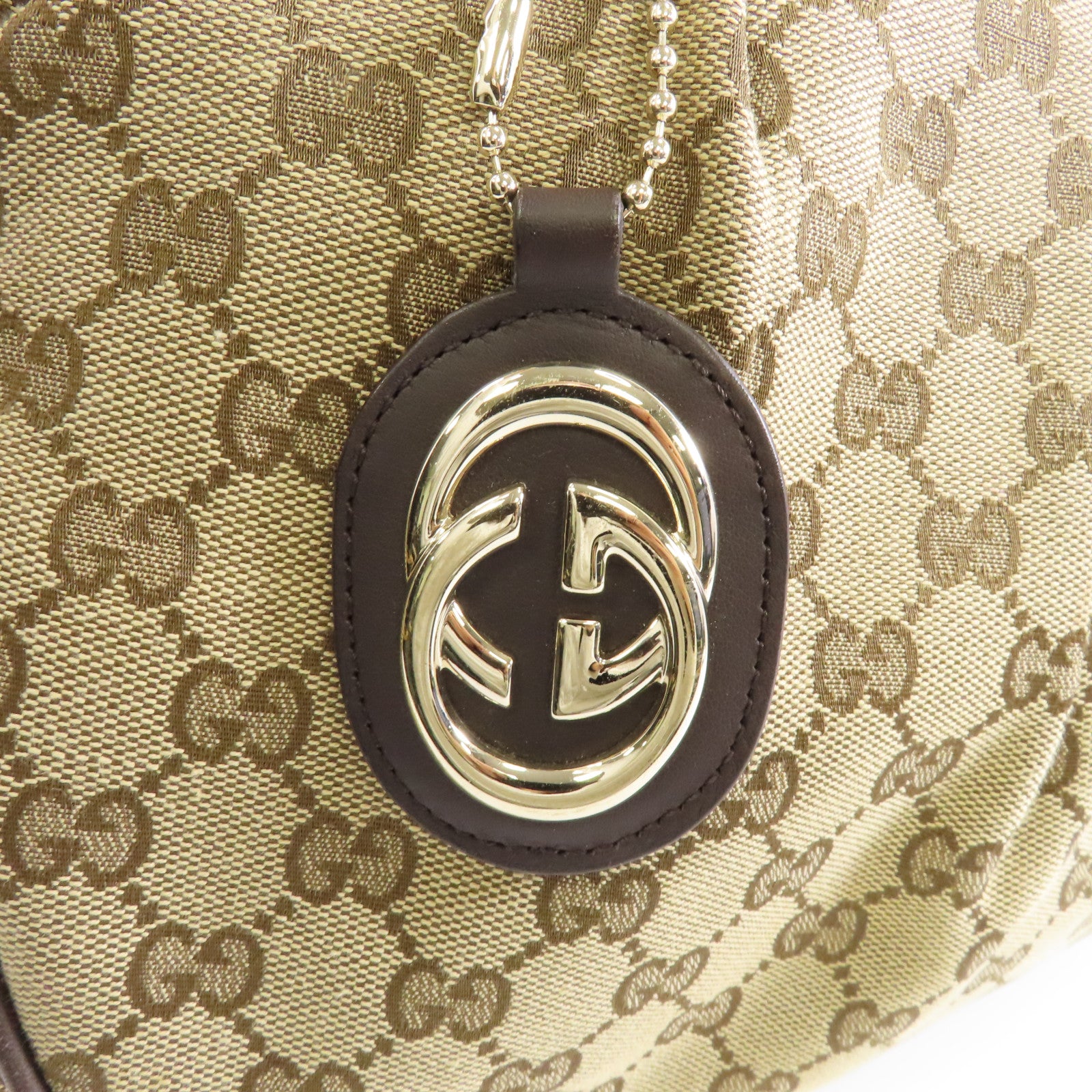 GUCCI 帆布Shoulder Bag金扣肩背袋啡色