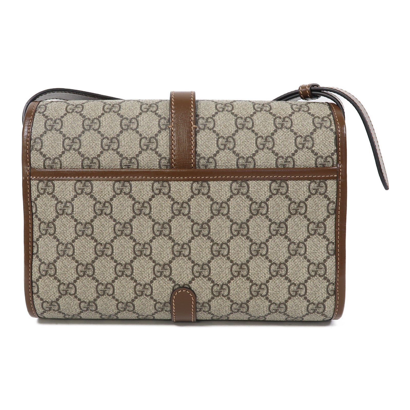 GUCCI 塗層帆布GG Supreme Interlocking金扣肩背袋啡色