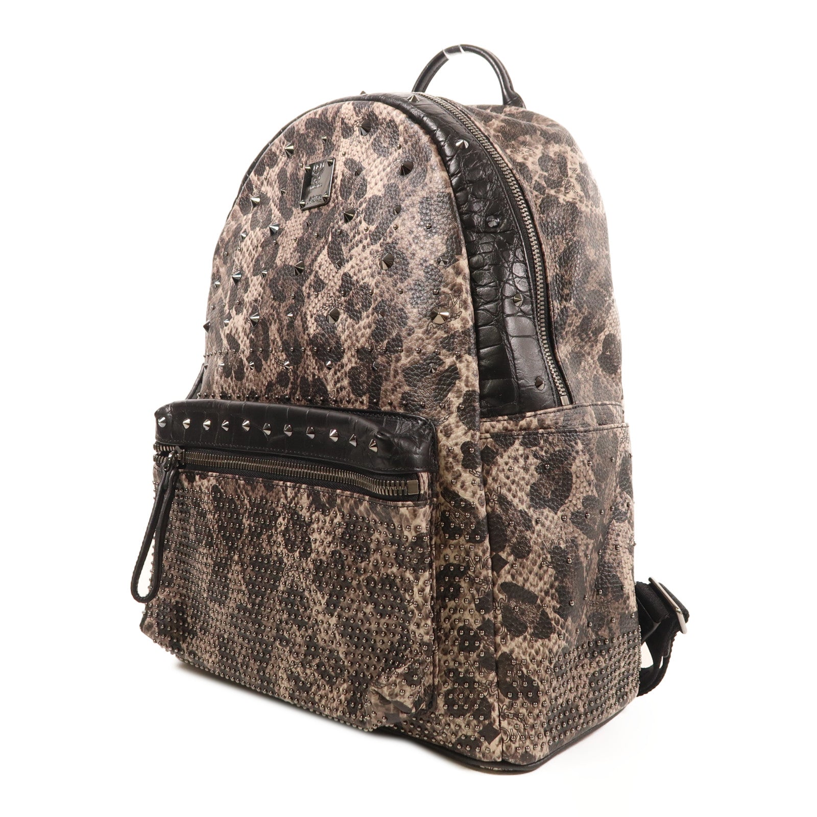 MCM 塗層帆布Backpack銀扣背包