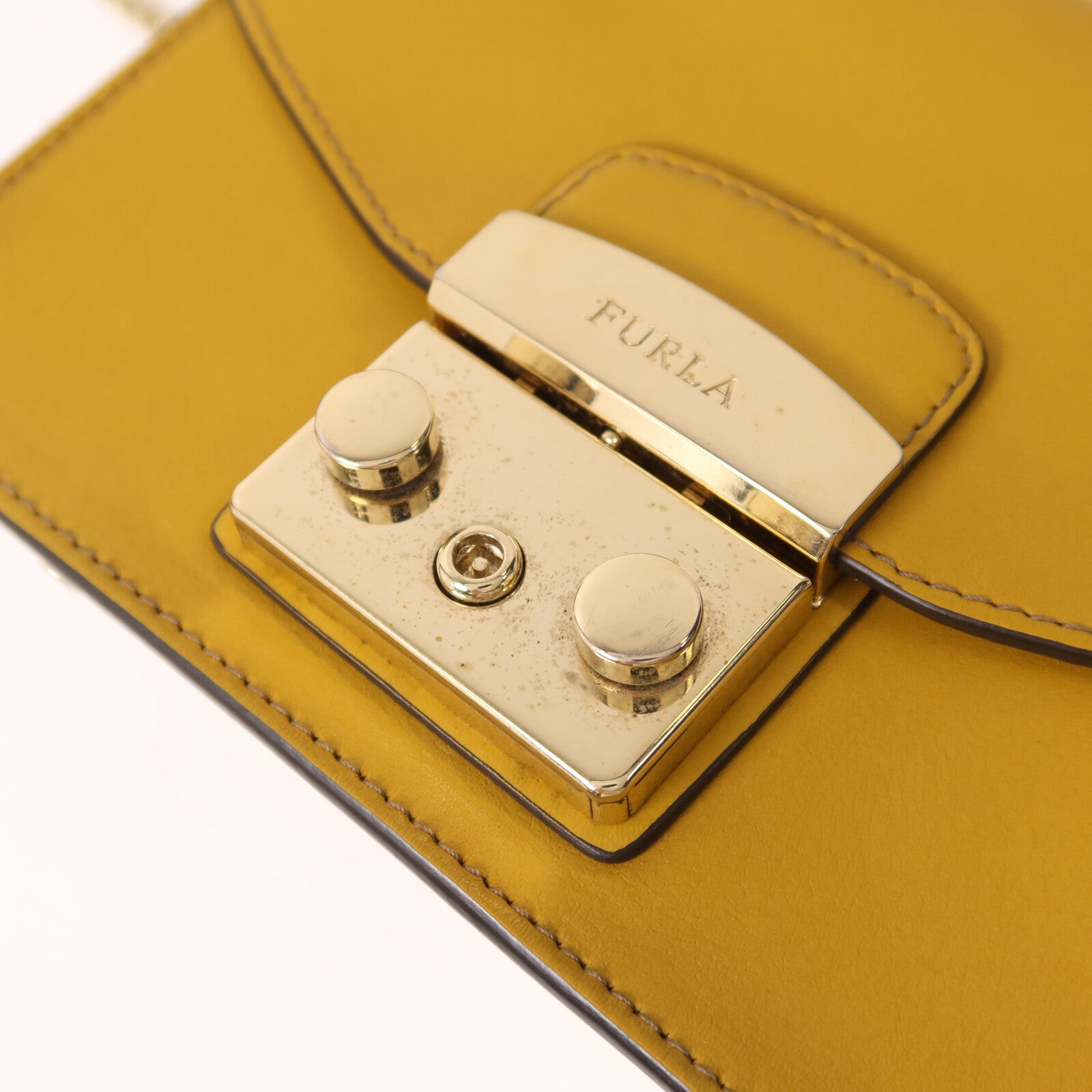 Furla 牛皮皮革Chain Shoulder鏈帶肩背袋