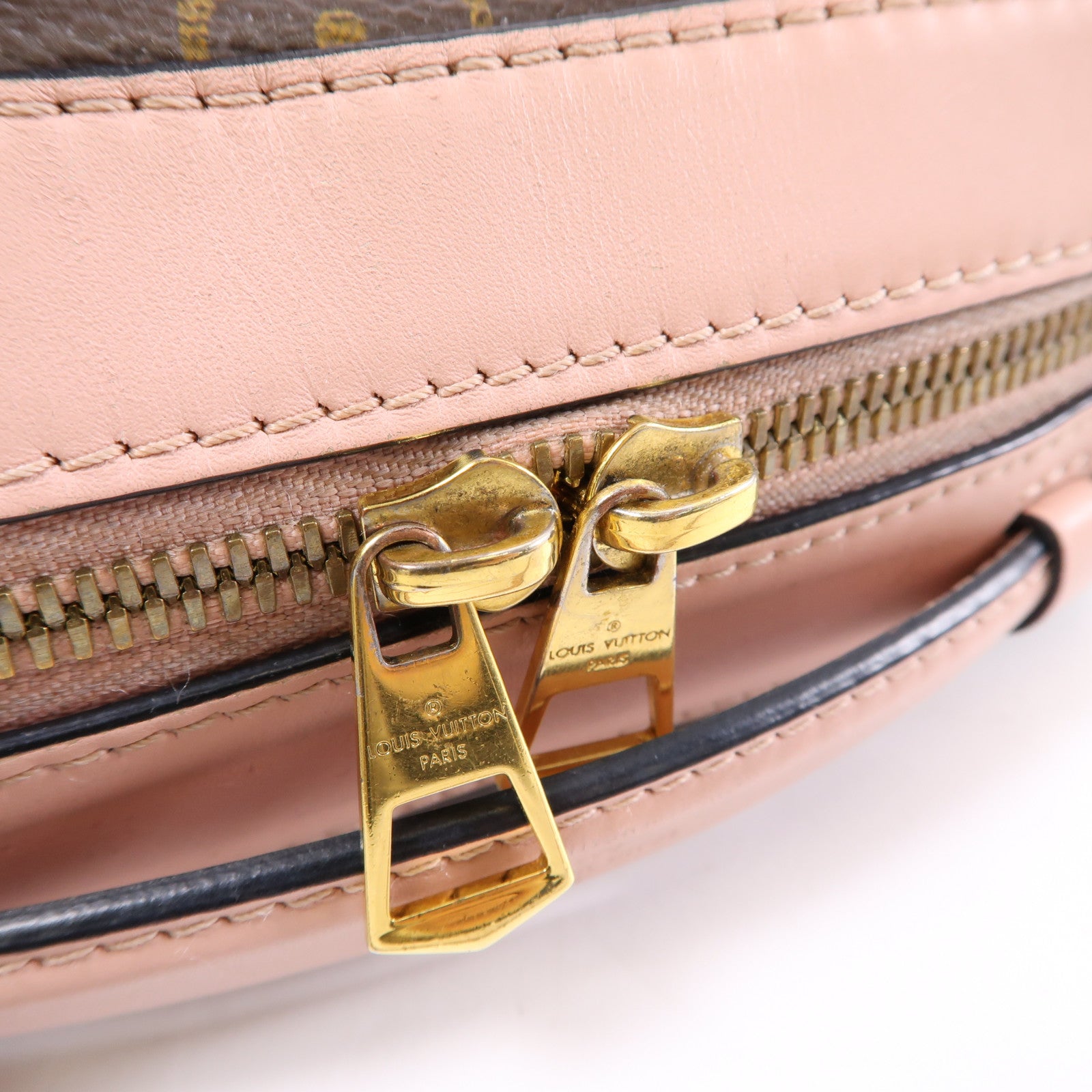LOUIS VUITTON Monogram Saintonge金扣手挽肩背兩用袋啡色/粉紅色
