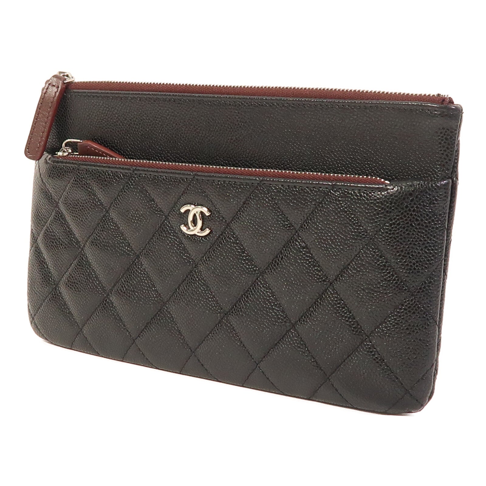 CHANEL 牛皮皮革Clutch Bag銀扣手拿包