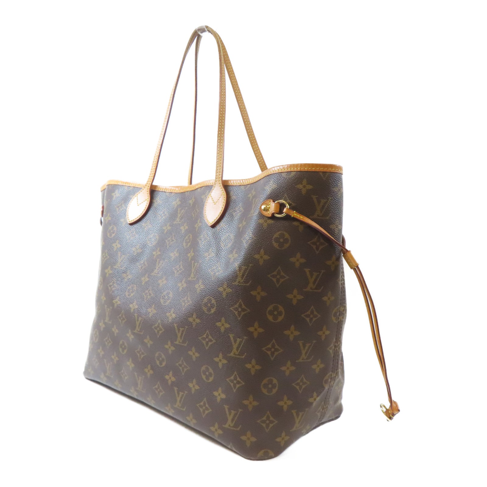 LOUIS VUITTON Monogram Neverfull GM金扣手挽袋啡色