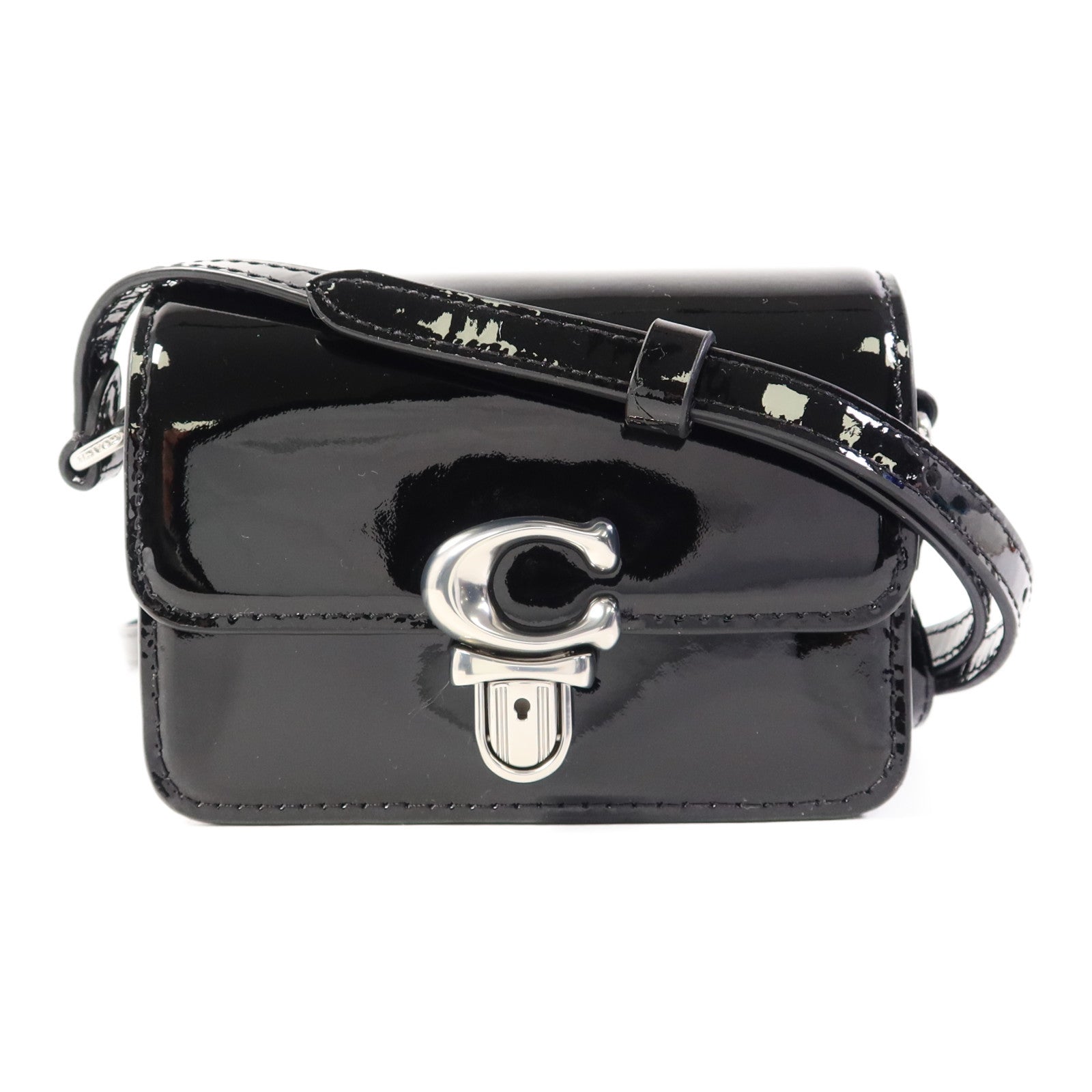 COACH 漆皮皮革Shoulder Bag銀扣肩背袋